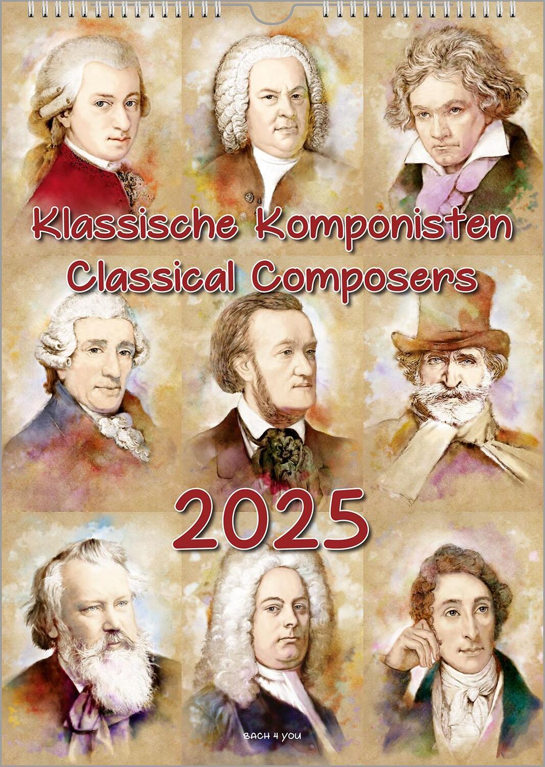 Cover: 9783969031049 | Komponisten-Kalender, ein Musik-Kalender 2025, DIN A3 | Peter Bach Jr.