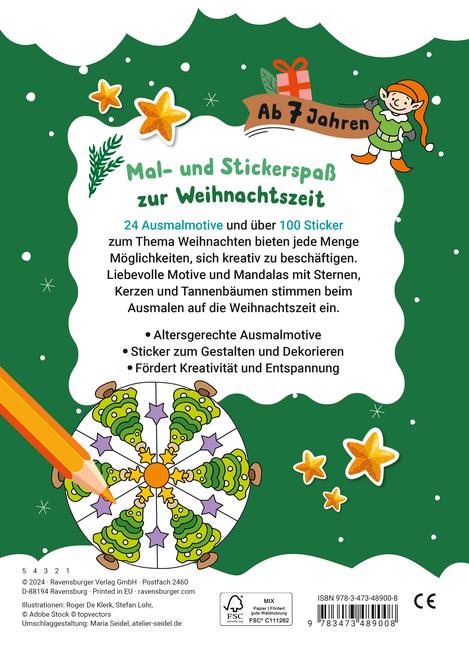 Bild: 9783473489008 | Mein liebstes Weihnachtsmalheft mit Stickern ab 7 | Roger De Klerk