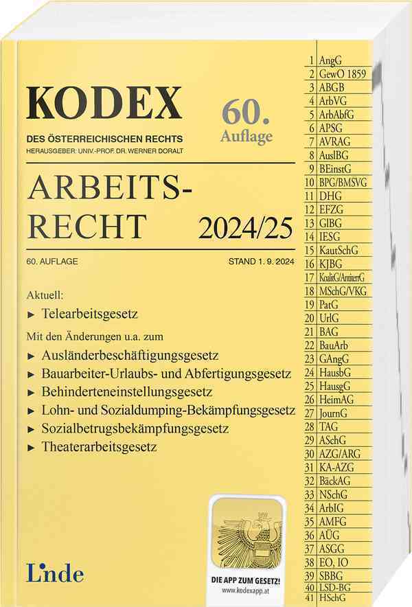 Cover: 9783707330960 | KODEX Arbeitsrecht 2024/25 | Edda Stech (u. a.) | Taschenbuch | 2024