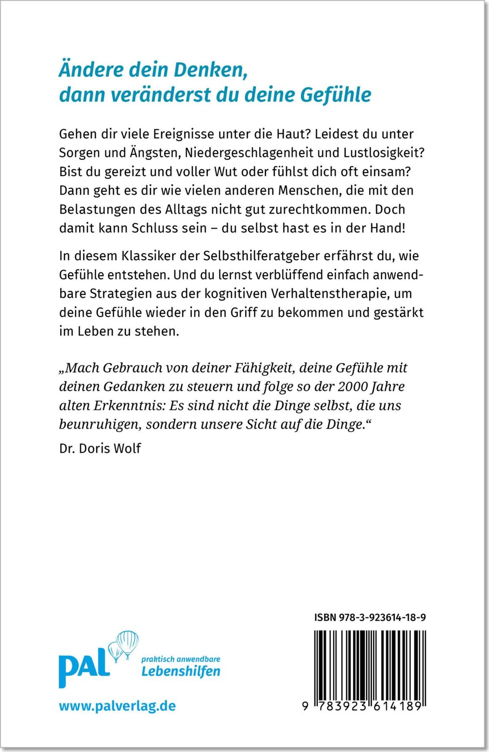 Rückseite: 9783923614189 | Gefühle verstehen, Probleme bewältigen | Doris Wolf (u. a.) | Buch