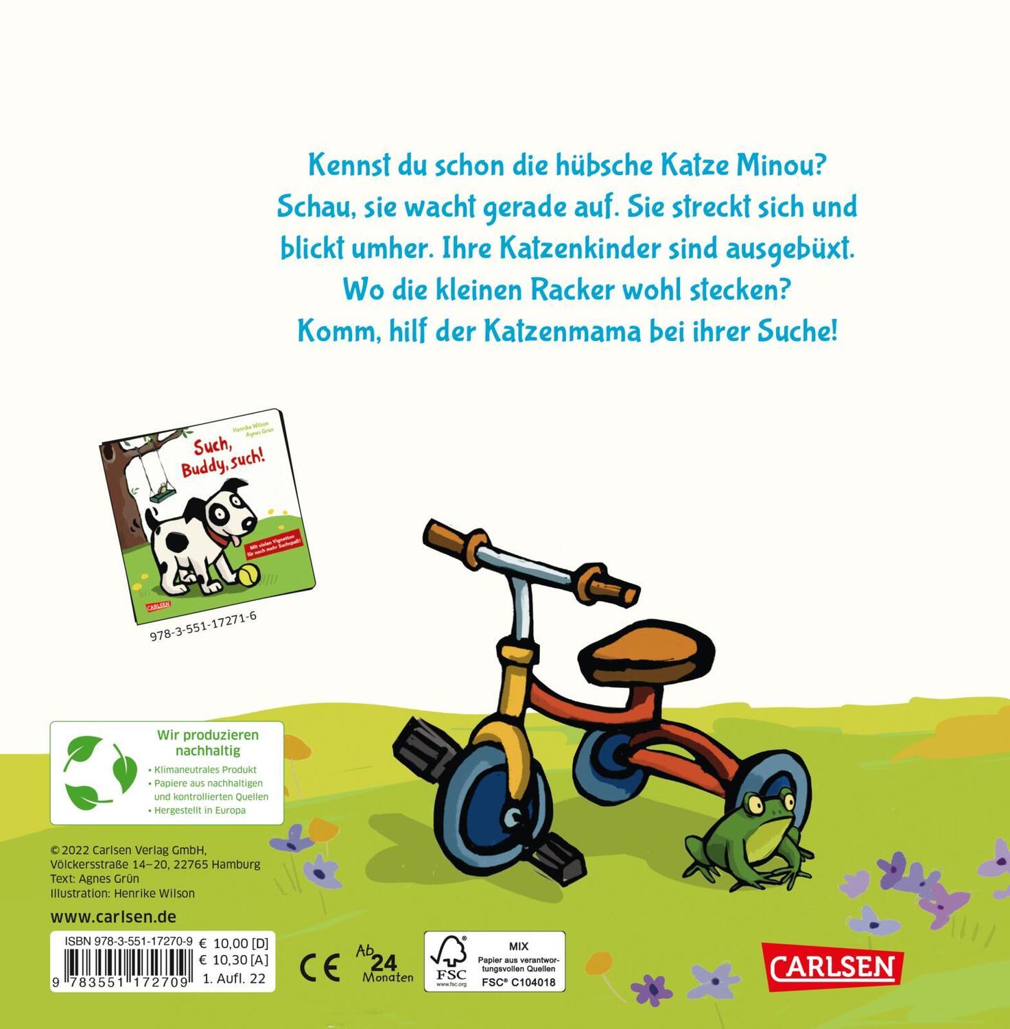 Rückseite: 9783551172709 | Wo sind deine Kätzchen, Minou? | Agnes Grün | Buch | 20 S. | Deutsch