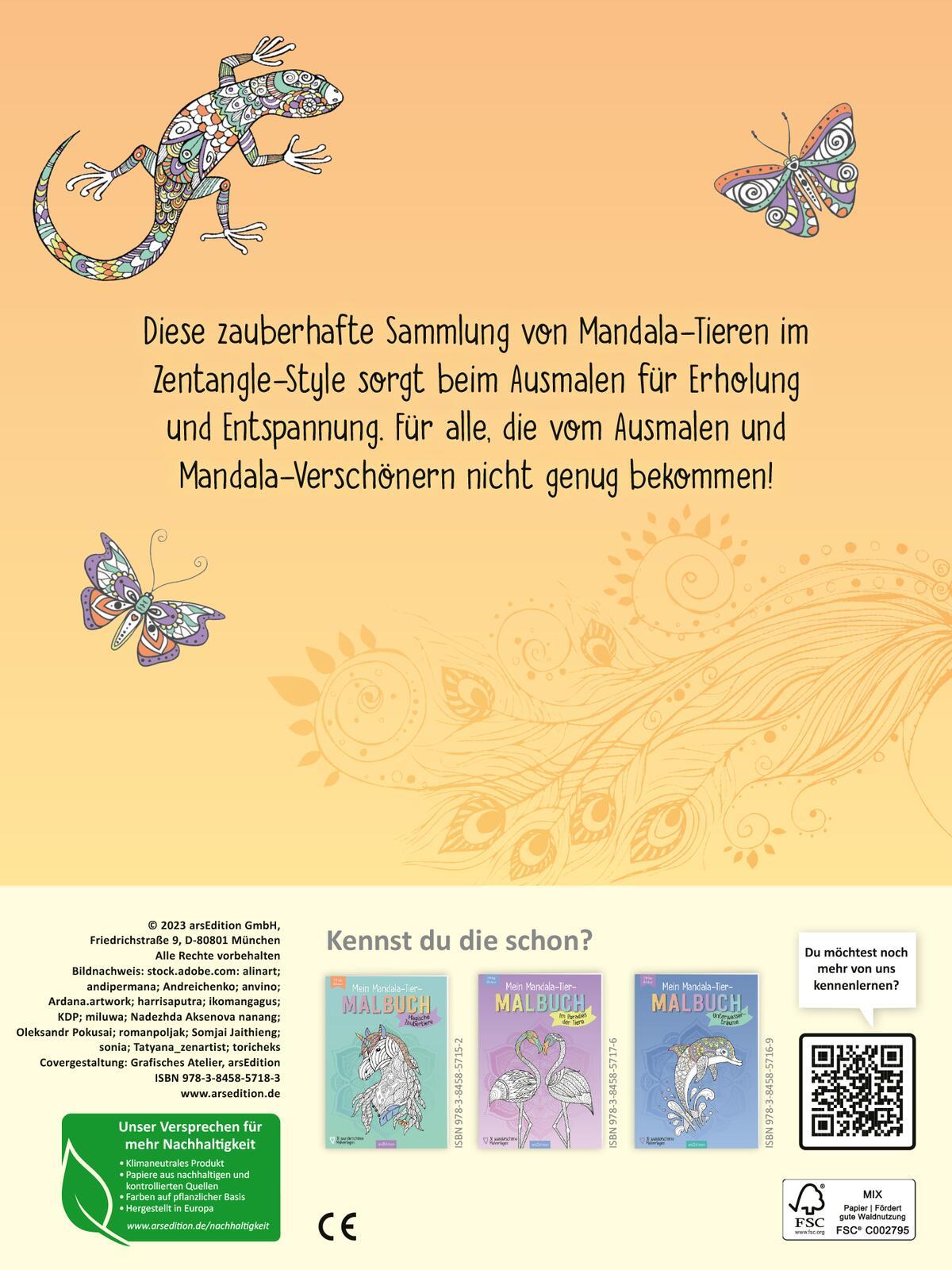 Rückseite: 9783845857183 | Mein Mandala-Tier-Malbuch - Wilde Tiere | Taschenbuch | Softcover