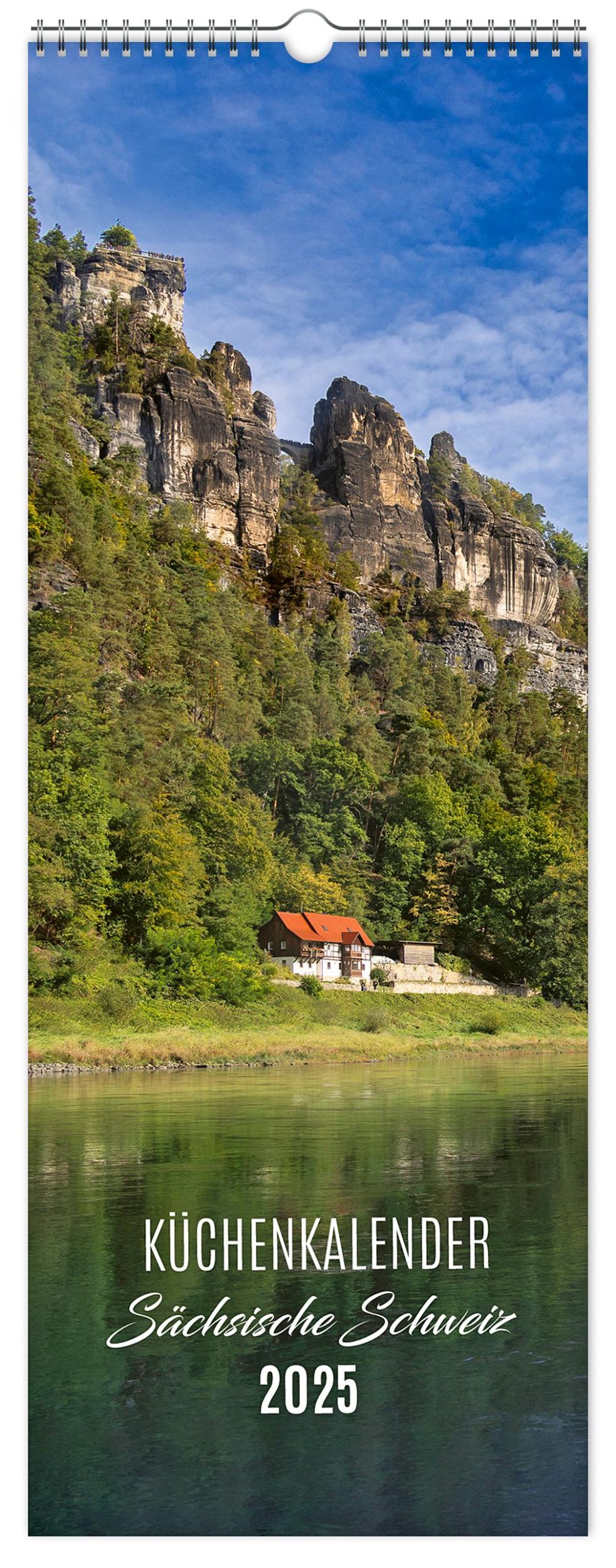 Cover: 9783910680739 | Küchenkalender Sächsische Schweiz 2025 | 15 x 40 cm weißes Kalendarium