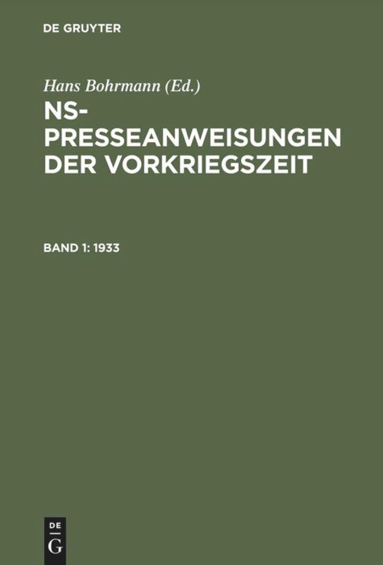 Cover: 9783598105524 | 1933 | Hans Bohrmann | Buch | Deutsch | 1984 | De Gruyter Saur