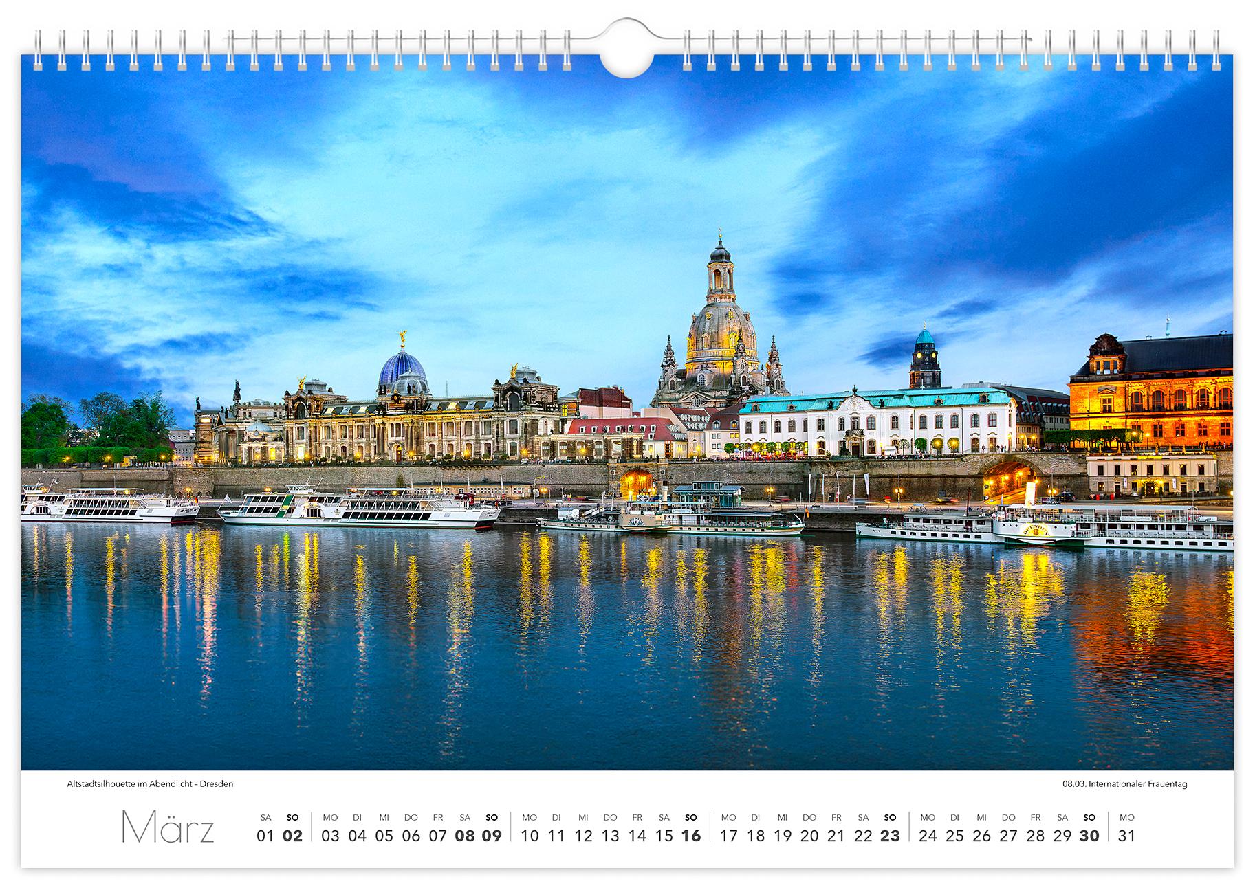 Bild: 9783910680500 | Kalender Dresden und Umgebung 2025 | 45 x 30 cm weißes Kalendarium