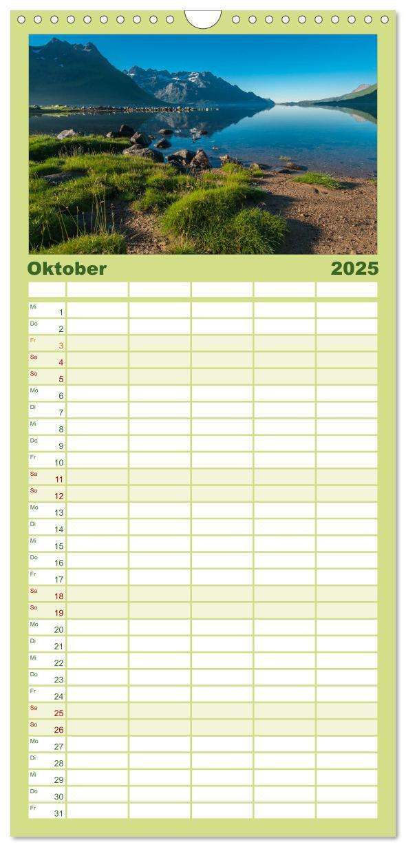 Bild: 9783457113103 | Familienplaner 2025 - Norwegen mit 5 Spalten (Wandkalender, 21 x 45...