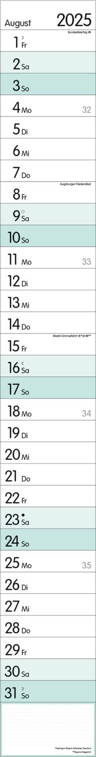 Bild: 9783731880592 | Streifenplaner Mint 2025 | Verlag Korsch | Kalender | 12 S. | Deutsch