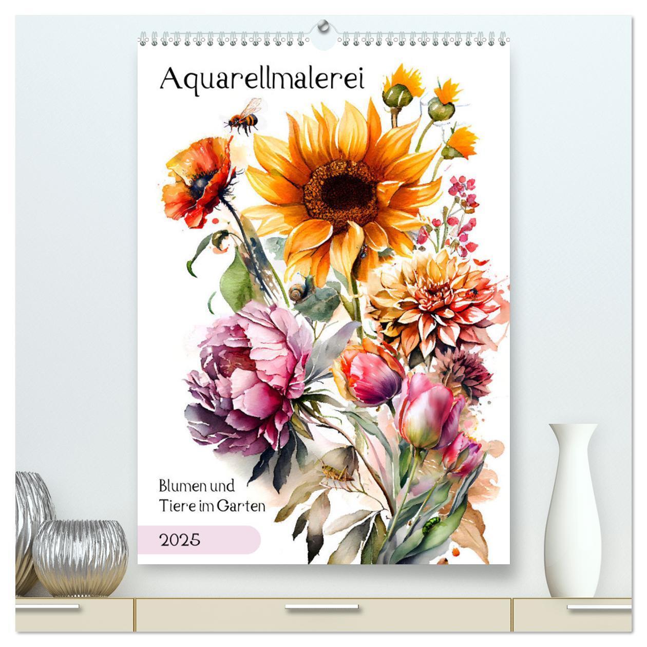 Cover: 9783435877959 | Aquarellmalerei - Blumen und Tiere im Garten (hochwertiger Premium...