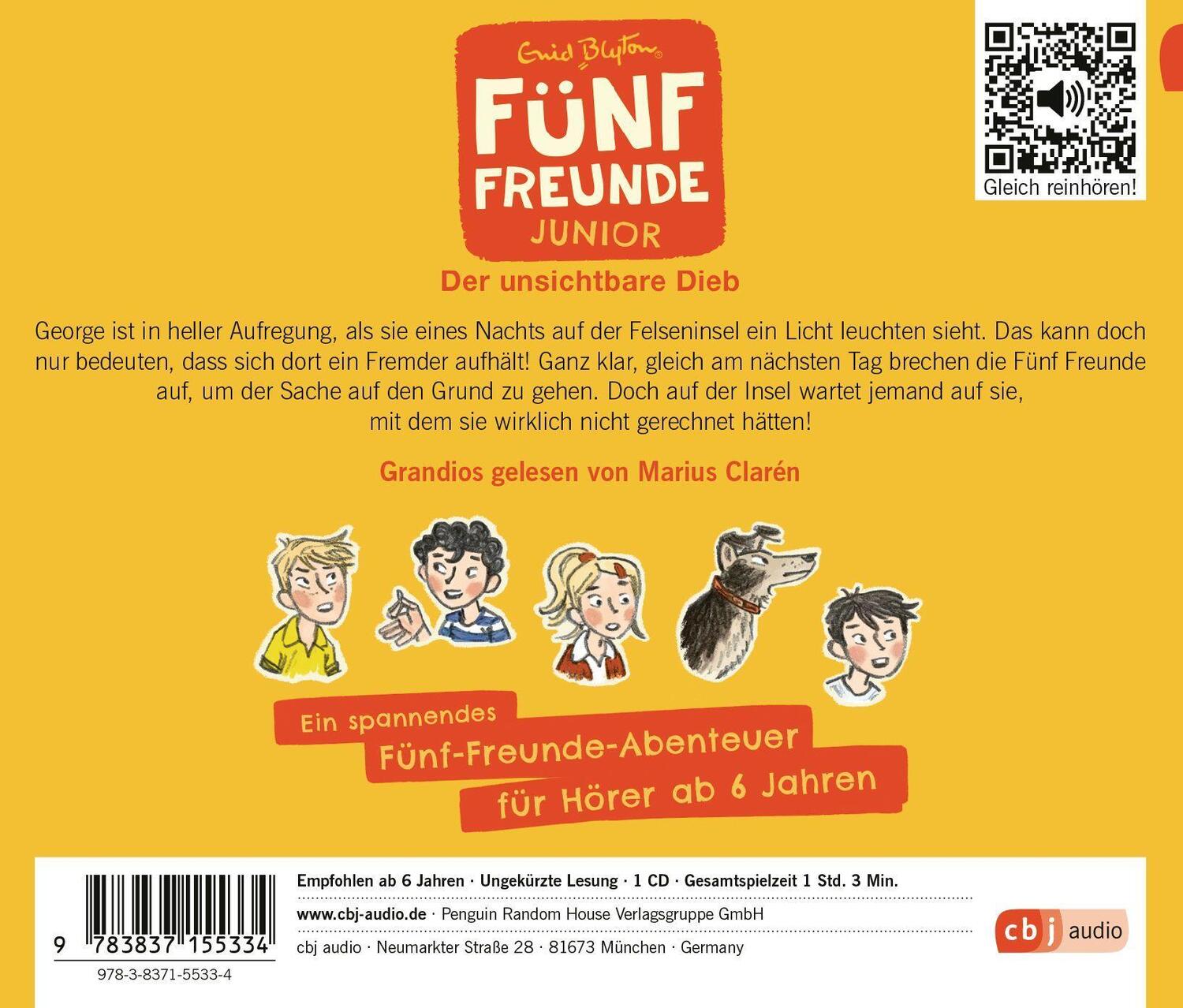 Bild: 9783837155334 | Fünf Freunde JUNIOR - Der unsichtbare Dieb | Enid Blyton | Audio-CD