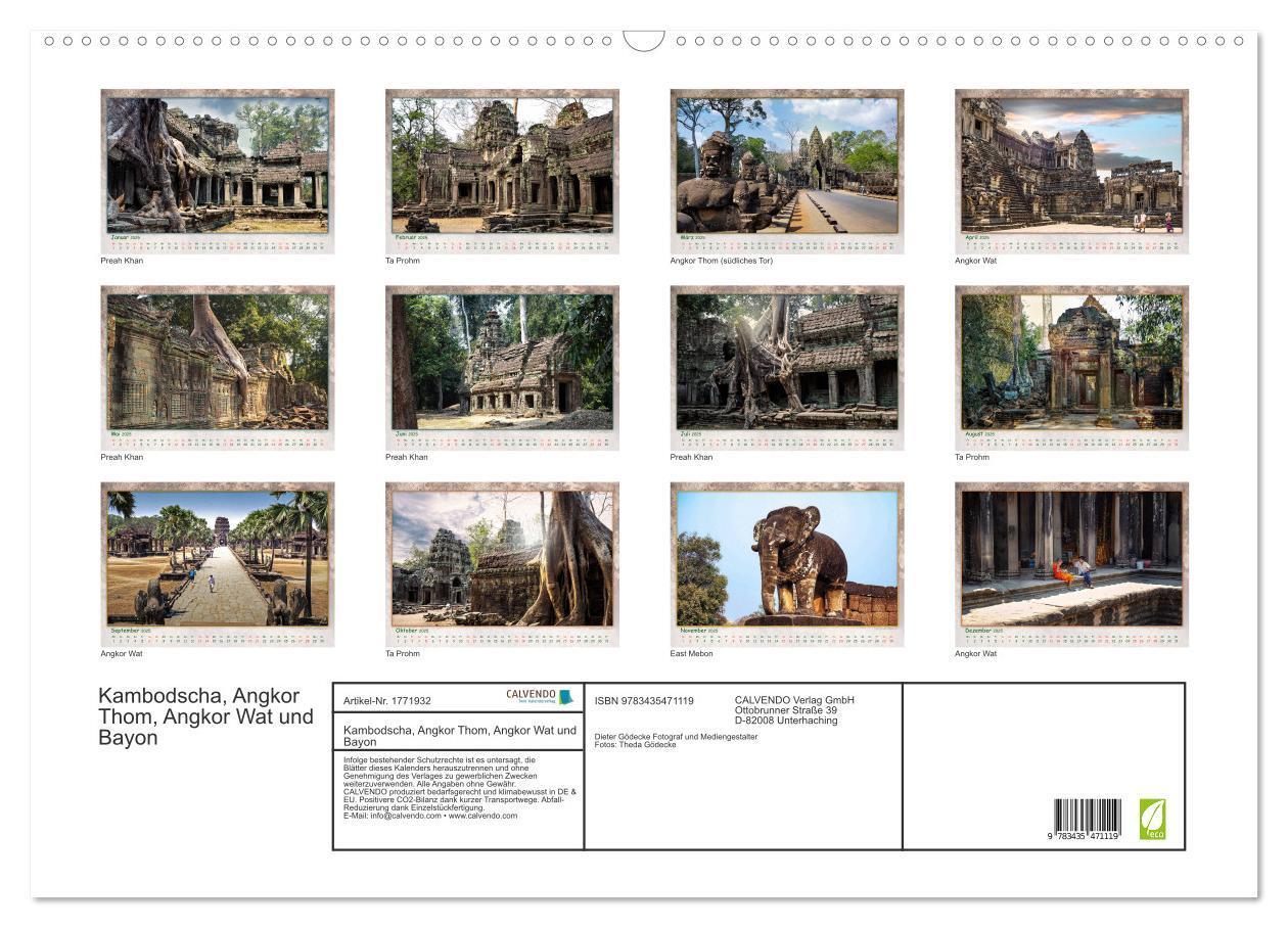 Bild: 9783435471119 | Kambodscha, Angkor Thom, Angkor Wat und Bayon (Wandkalender 2025...