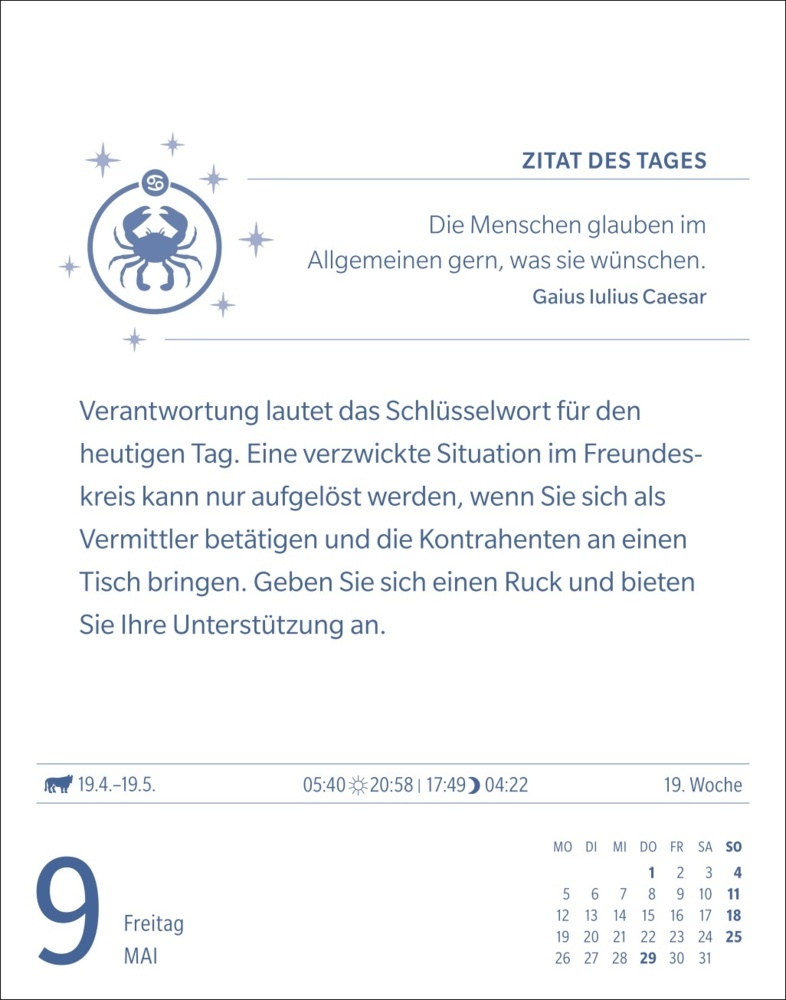 Bild: 9783840033704 | Krebs Sternzeichenkalender 2025 - Tagesabreißkalender - Ihr...