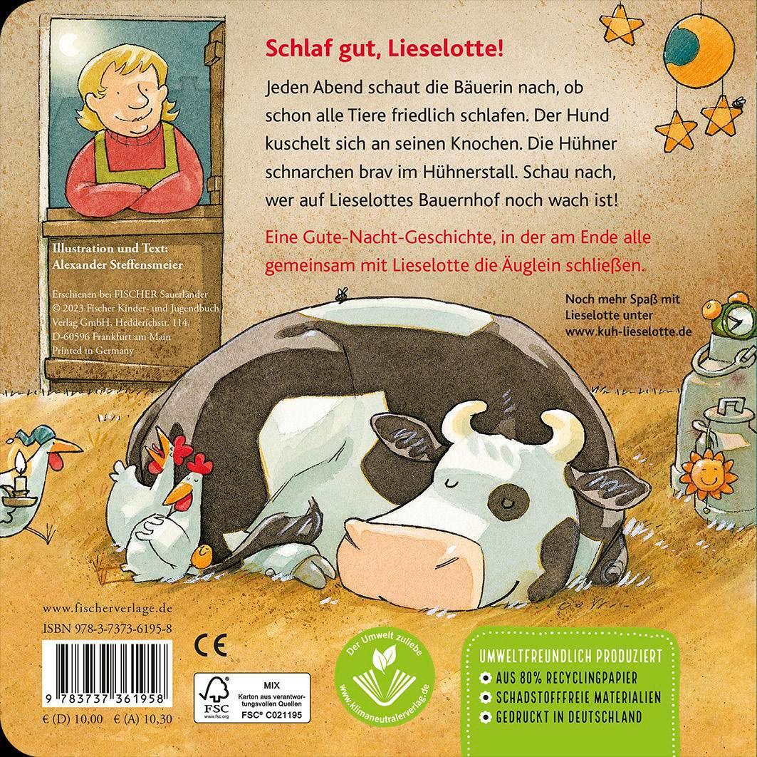 Rückseite: 9783737361958 | Gute Nacht, Lieselotte! | Pappbilderbuch über das Einschlafen ab 2