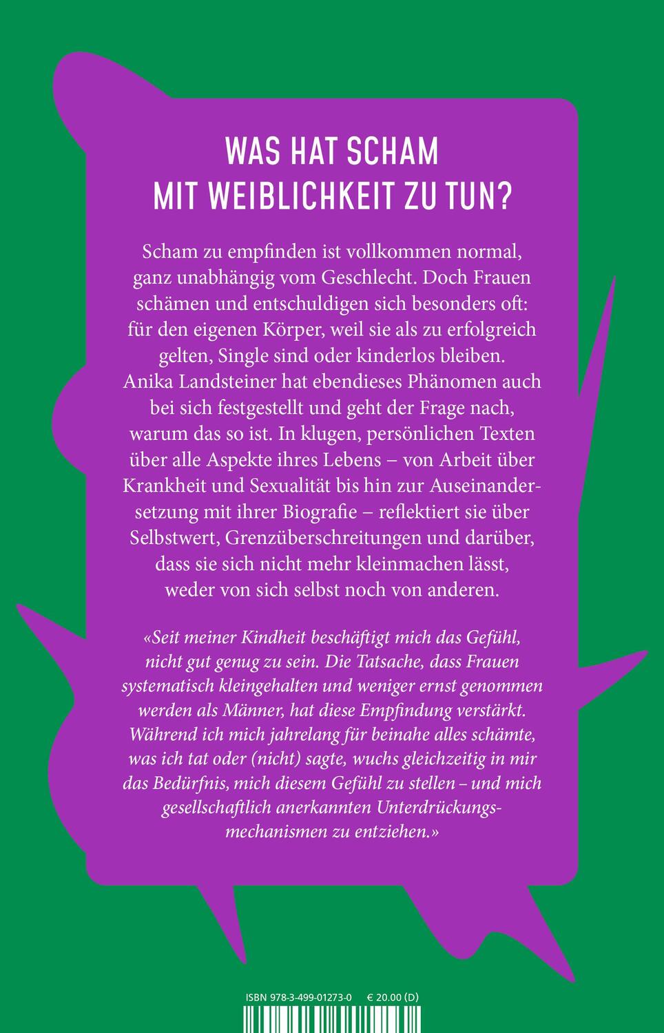 Rückseite: 9783499012730 | Sorry not sorry | Über weibliche Scham | Anika Landsteiner | Buch