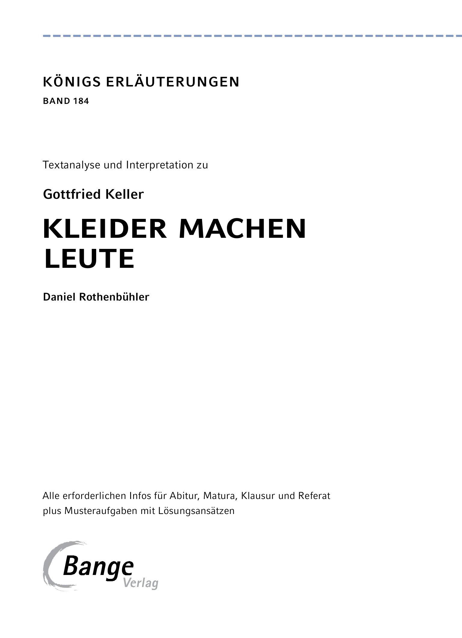 Bild: 9783804420892 | Kleider machen Leute von Gottfried Keller- Textanalyse und...