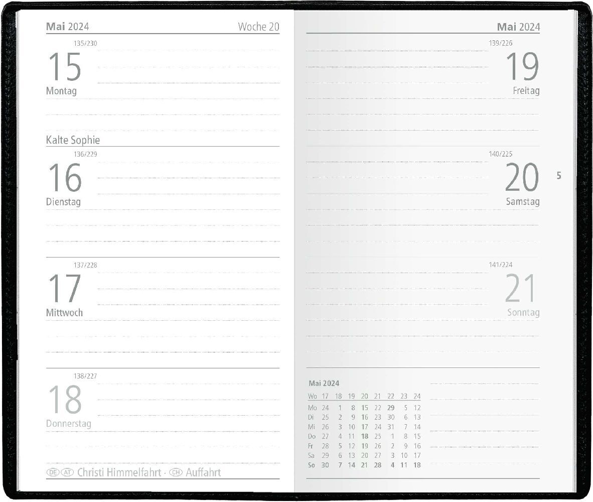 Bild: 4006928023387 | Taschenplaner schwarz 2024 - Bürokalender 9,5x16 cm - 112 Seiten -...