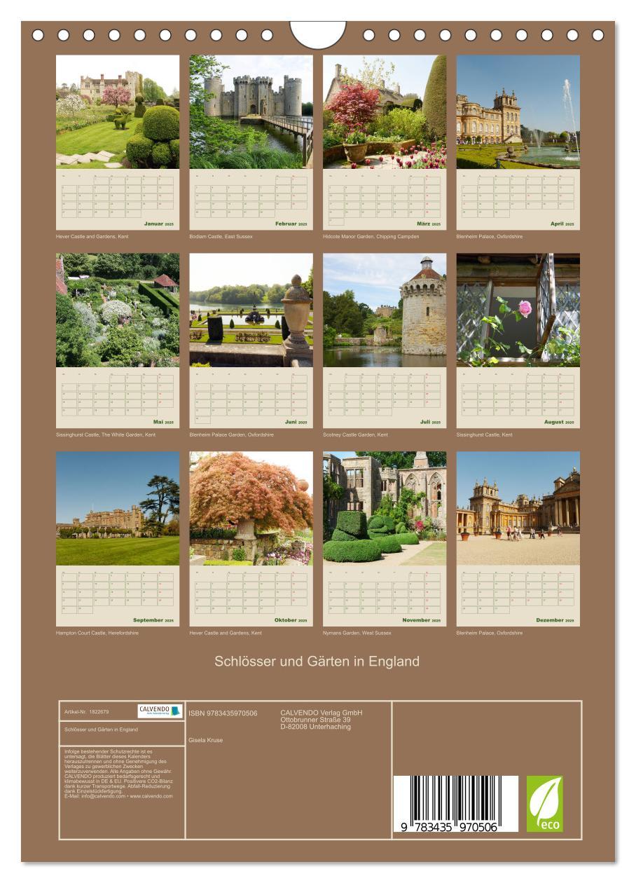 Bild: 9783435970506 | Schlösser und Gärten in England (Wandkalender 2025 DIN A4 hoch),...