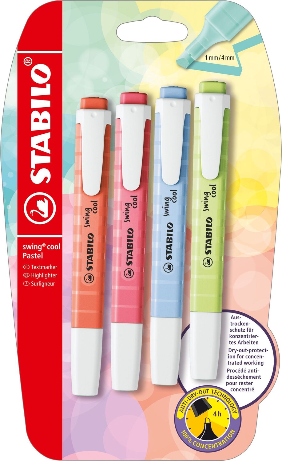 Cover: 4006381559553 | STABILO Textmarker swing® cool Pastel 4er Set | STABILO swing cool