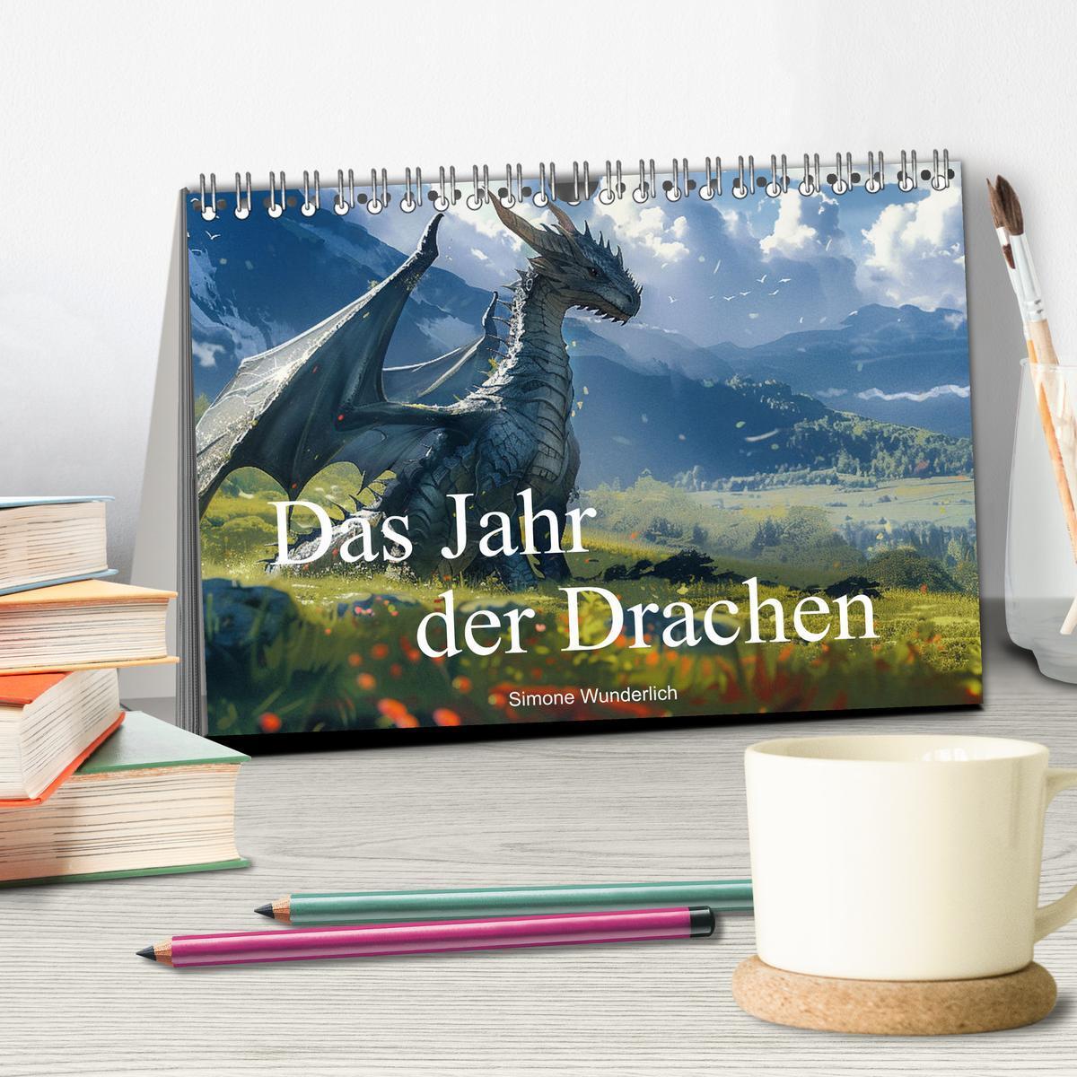 Bild: 9783383790966 | Das Jahr der Drachen (Tischkalender 2025 DIN A5 quer), CALVENDO...