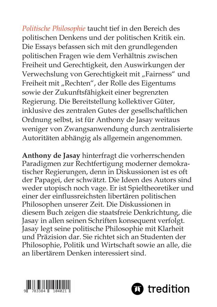 Bild: 9783384104021 | Politische Philosophie | Anthony de Jasay | Taschenbuch | 412 S.