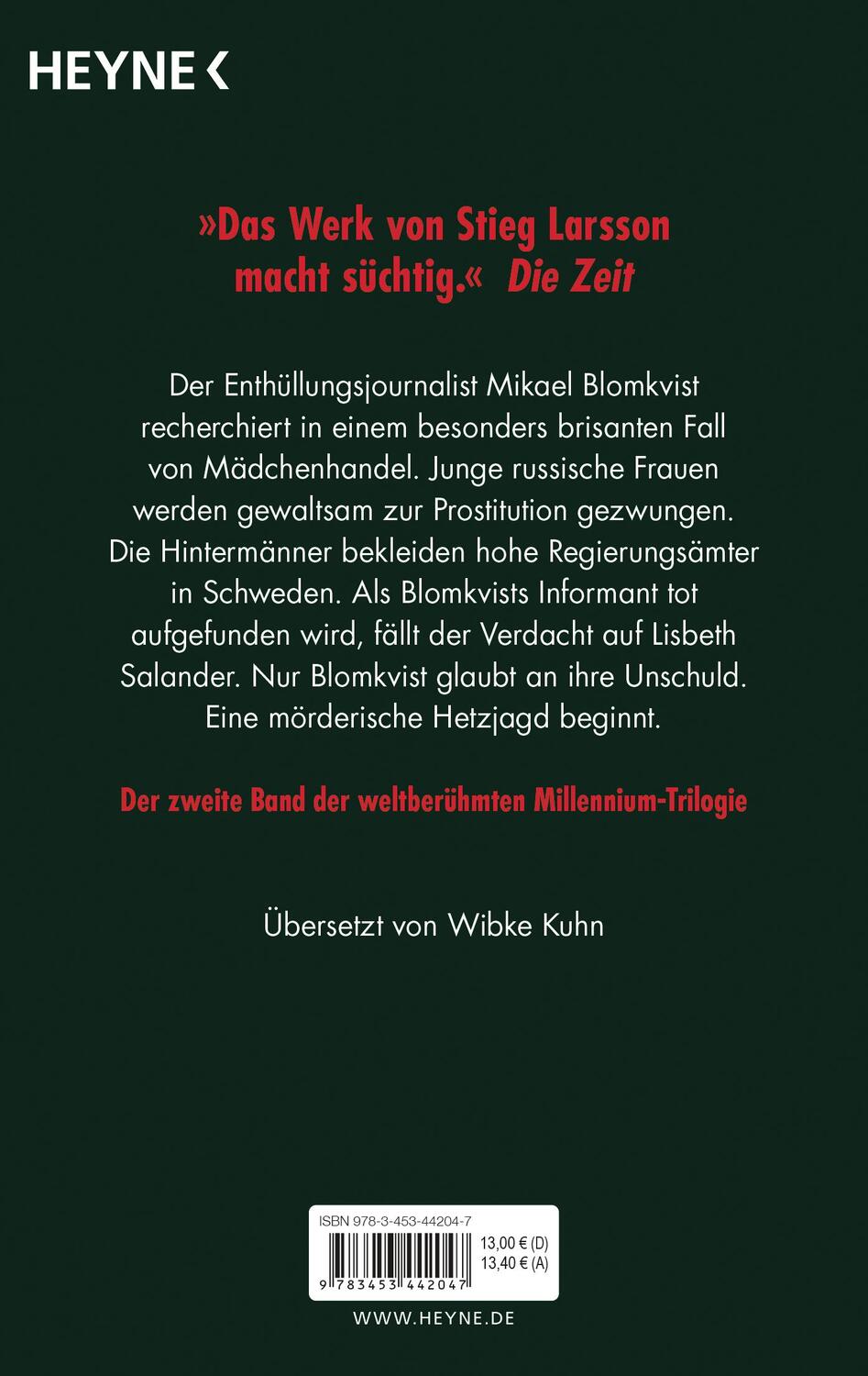 Bild: 9783453442047 | Verdammnis | Die Millennium-Trilogie 2 - Roman | Stieg Larsson | Buch