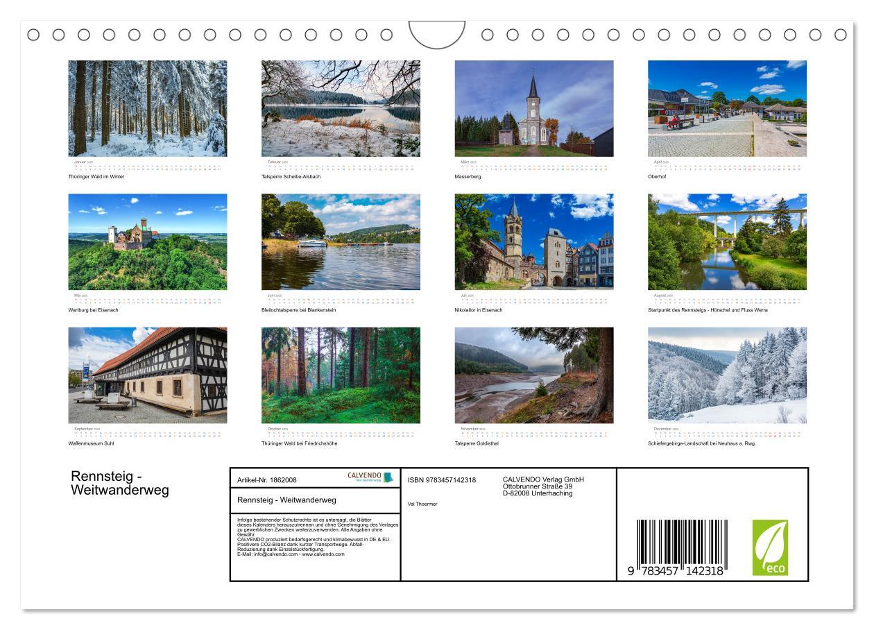 Bild: 9783457142318 | Rennsteig - Weitwanderweg (Wandkalender 2025 DIN A4 quer), CALVENDO...