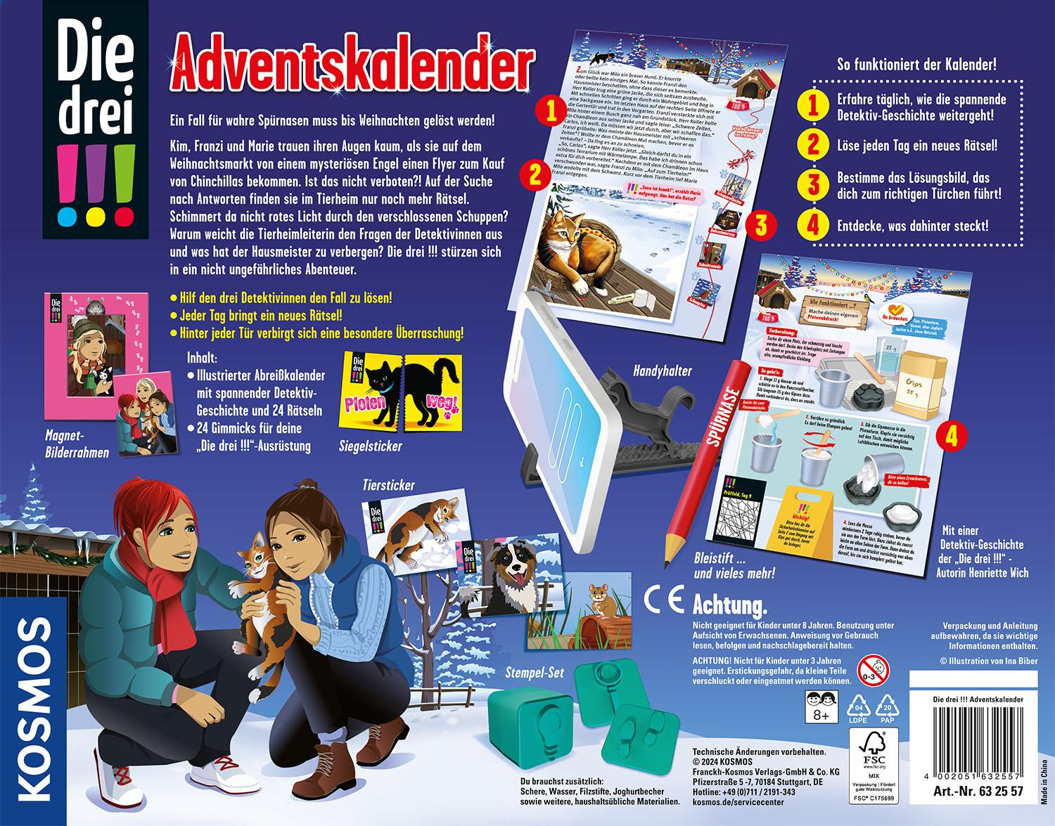 Rückseite: 4002051632557 | Die drei !!! Adventskalender | Spiel | Deutsch | Kosmos