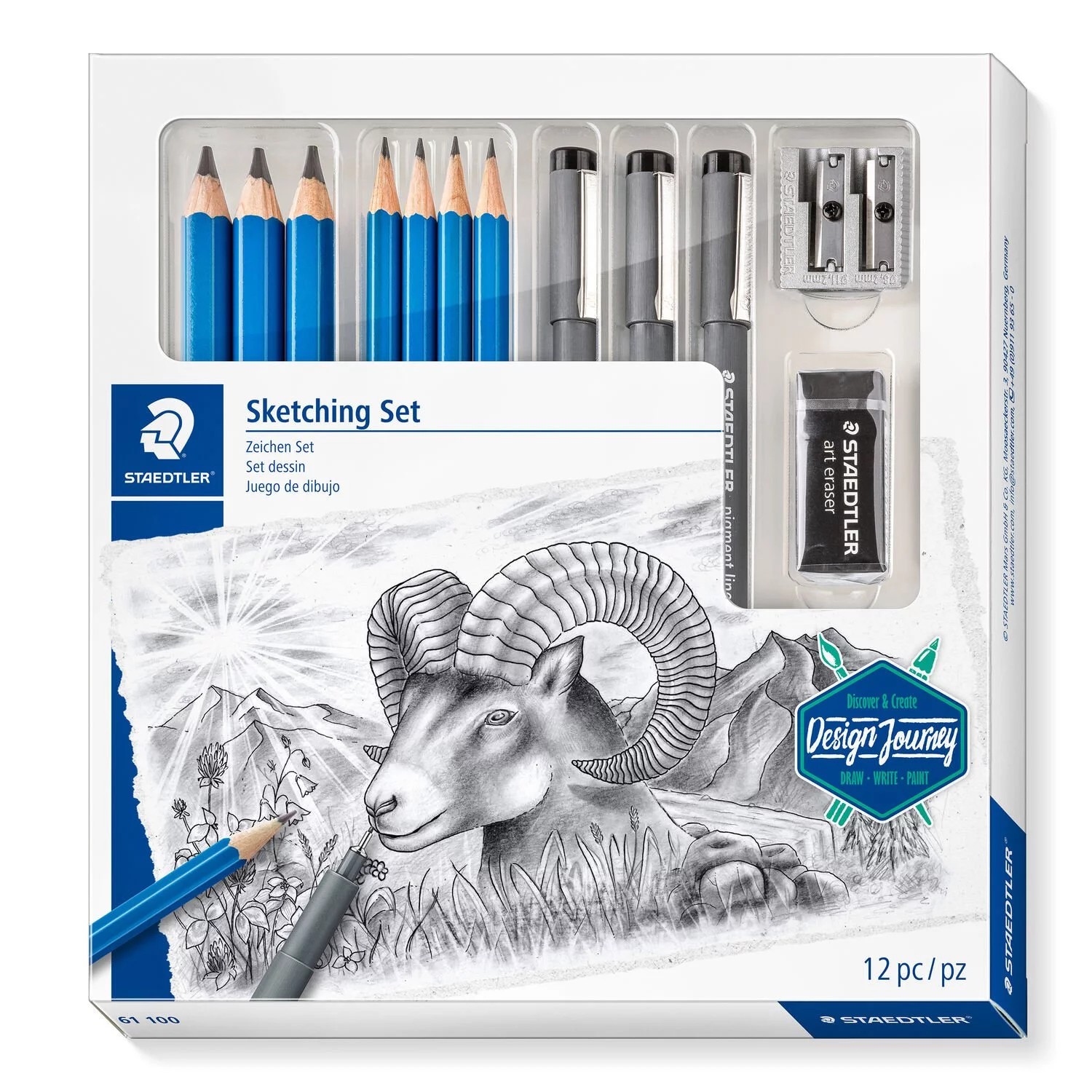 Cover: 4007817066829 | STAEDTLER Zeichenbleistift Mars® Lumograph® Zeichen Set + Pigment...