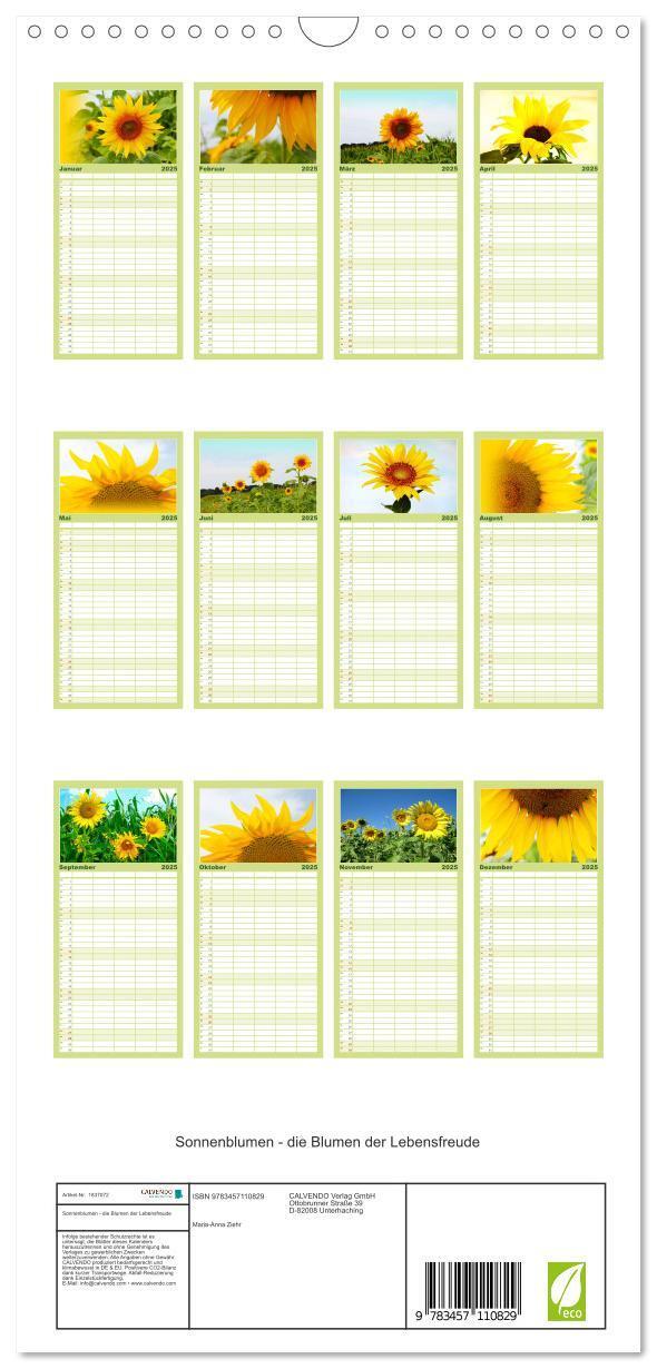 Bild: 9783457110829 | Familienplaner 2025 - Sonnenblumen - die Blumen der Lebensfreude...