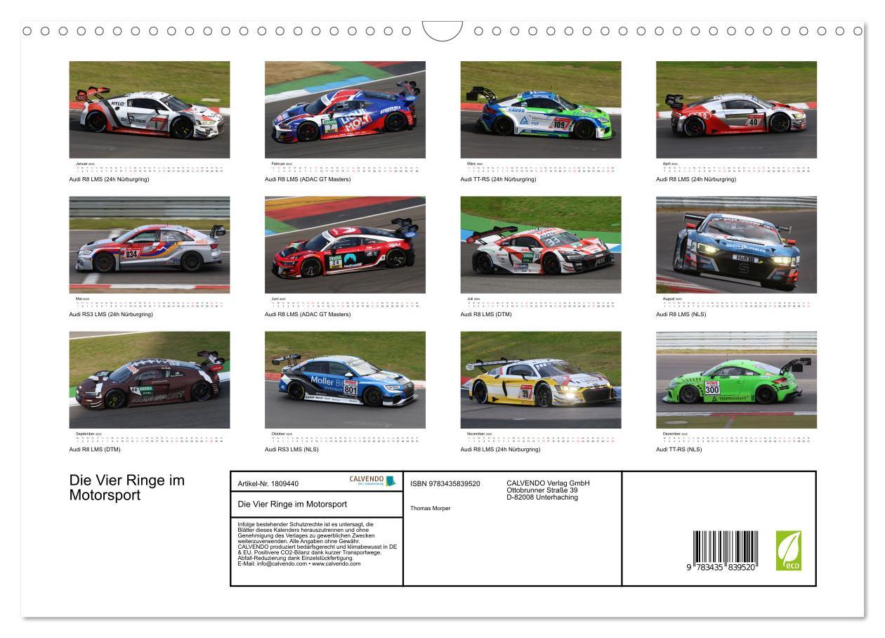 Bild: 9783435839520 | Die Vier Ringe im Motorsport (Wandkalender 2025 DIN A3 quer),...