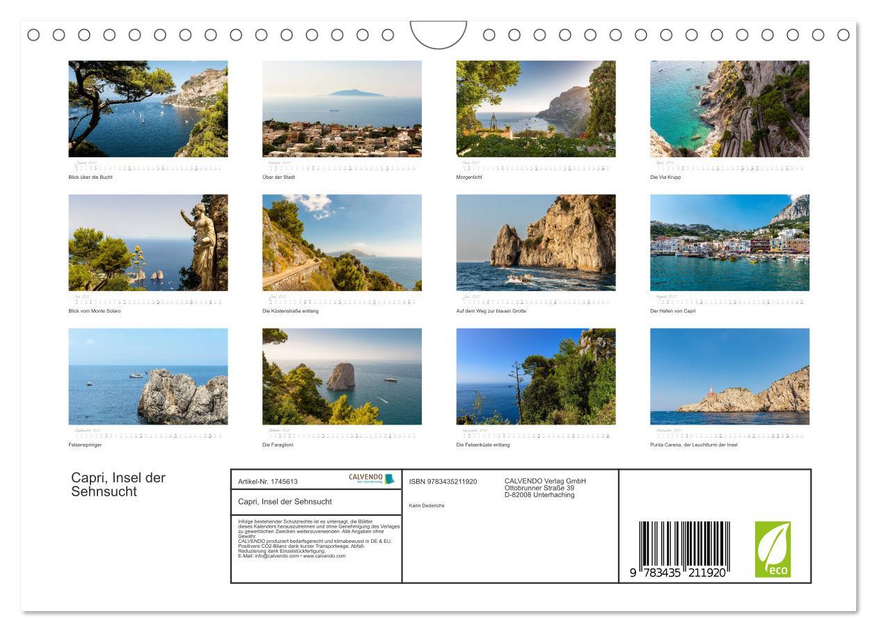 Bild: 9783435211920 | Capri, Insel der Sehnsucht (Wandkalender 2025 DIN A4 quer),...