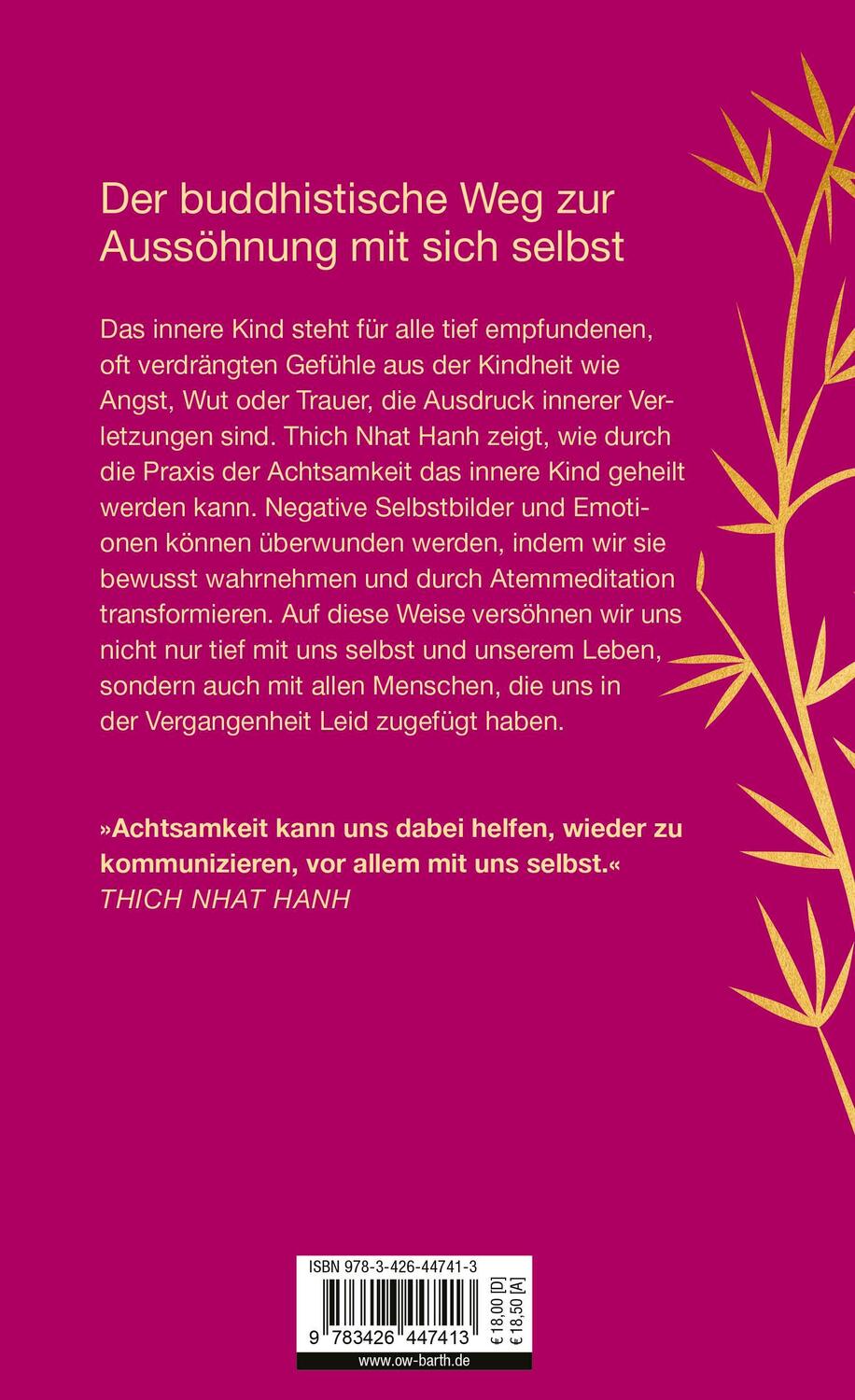 Rückseite: 9783426447413 | Versöhnung mit dem inneren Kind | Nhat Thich | Buch | 176 S. | Deutsch