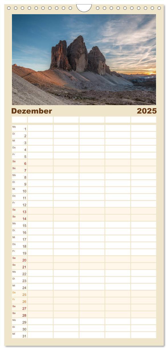 Bild: 9783457120712 | Familienplaner 2025 - Dolomiten mit 5 Spalten (Wandkalender, 21 x...