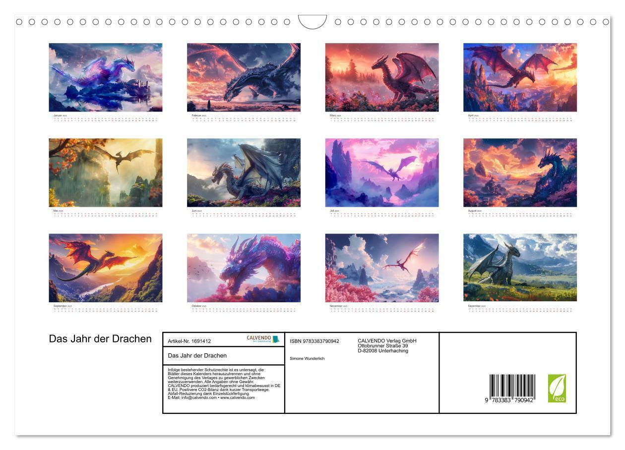 Bild: 9783383790942 | Das Jahr der Drachen (Wandkalender 2025 DIN A3 quer), CALVENDO...