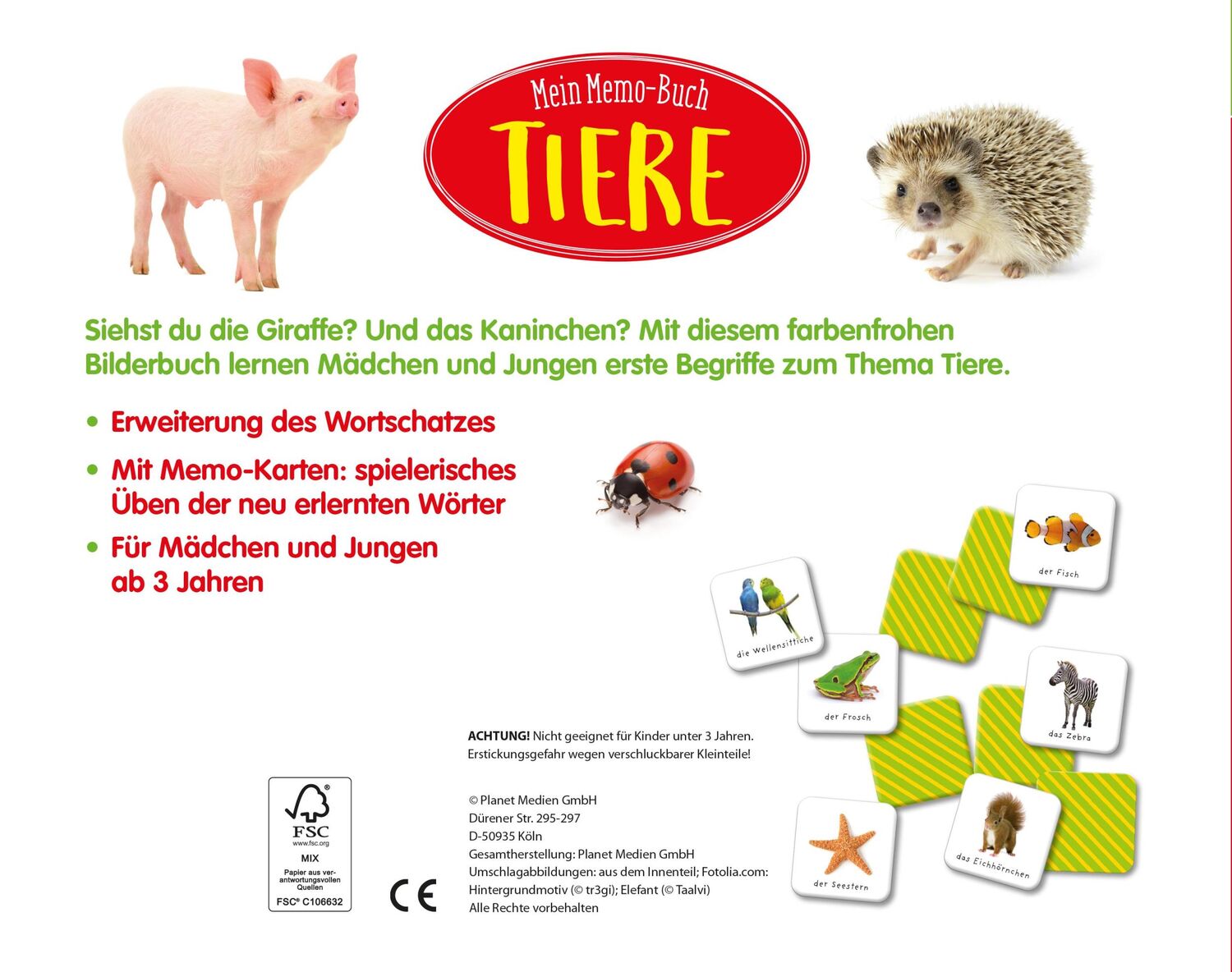 Rückseite: 9783849946258 | Mein Memo-Buch Tiere | Mit 40 Memo-Karten! Für Kinder ab 3 Jahren