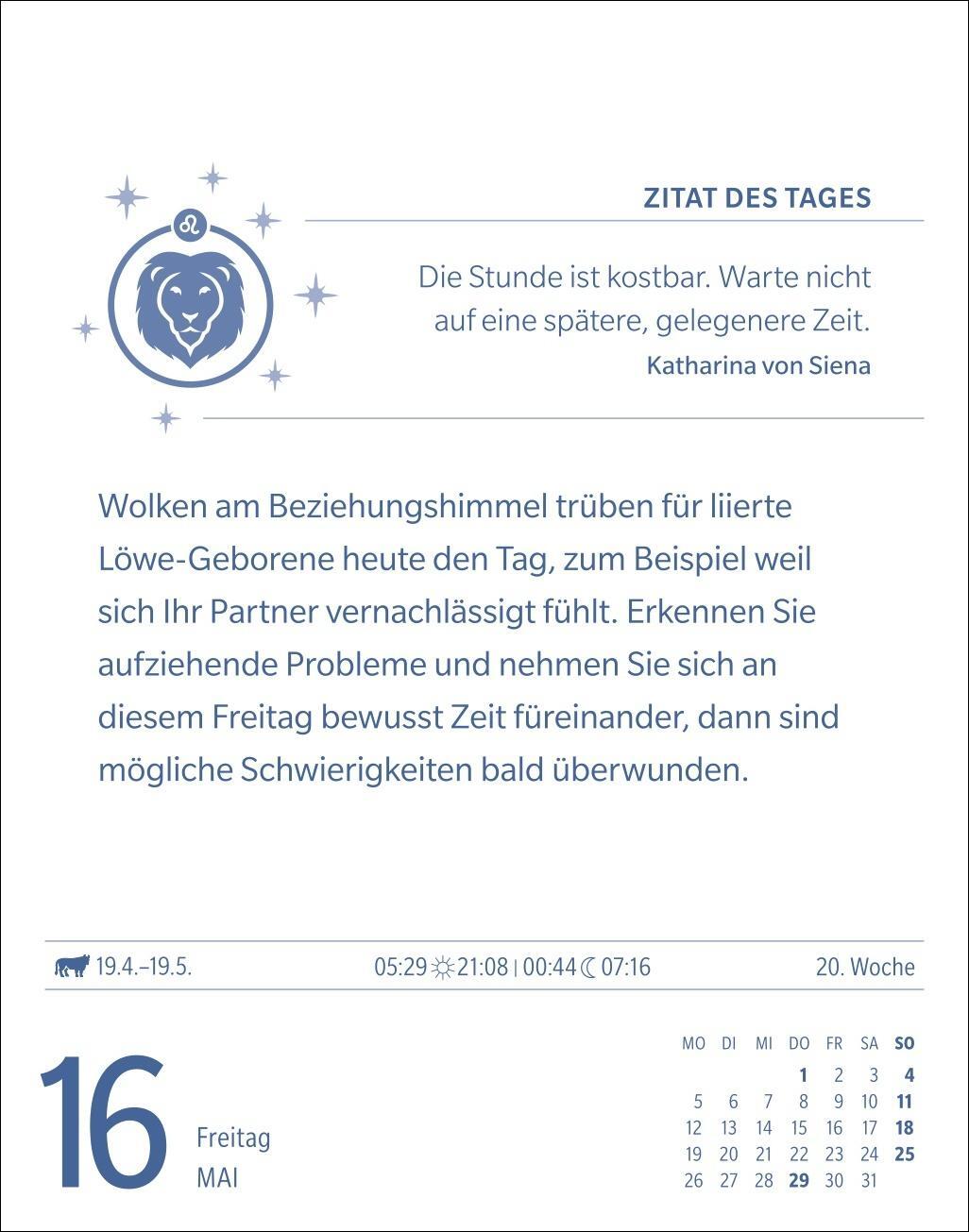 Bild: 9783840033711 | Löwe Sternzeichenkalender 2025 - Tagesabreißkalender - Ihr Horoskop...