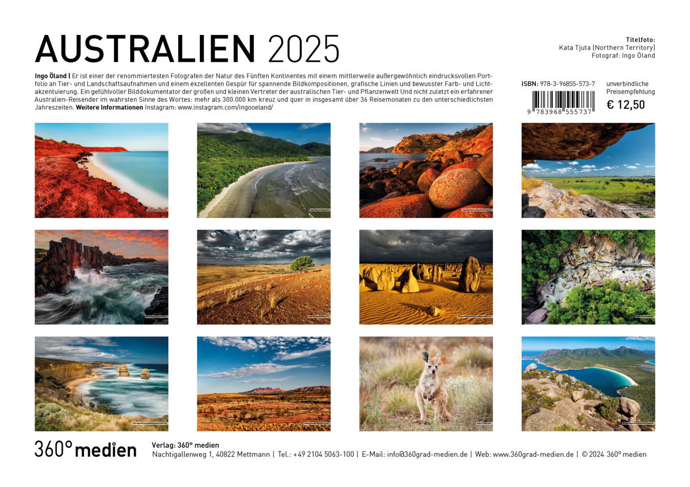 Bild: 9783968555737 | 360° Australien Broschürenkalender 2025 | Ingo Öland | Kalender | 2025