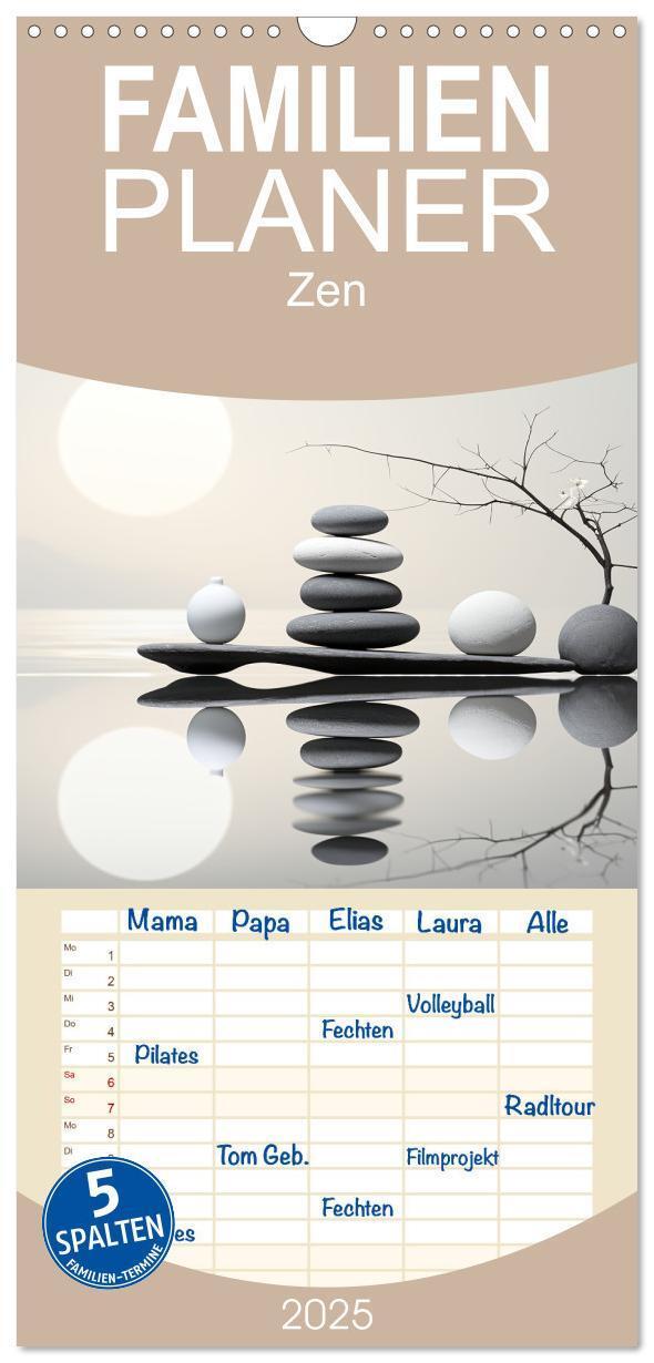 Cover: 9783457091692 | Familienplaner 2025 - Zen mit 5 Spalten (Wandkalender, 21 x 45 cm)...