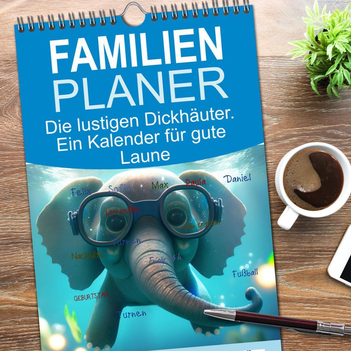 Bild: 9783457096796 | Familienplaner 2025 - Die lustigen Dickhäuter. Ein Kalender für...