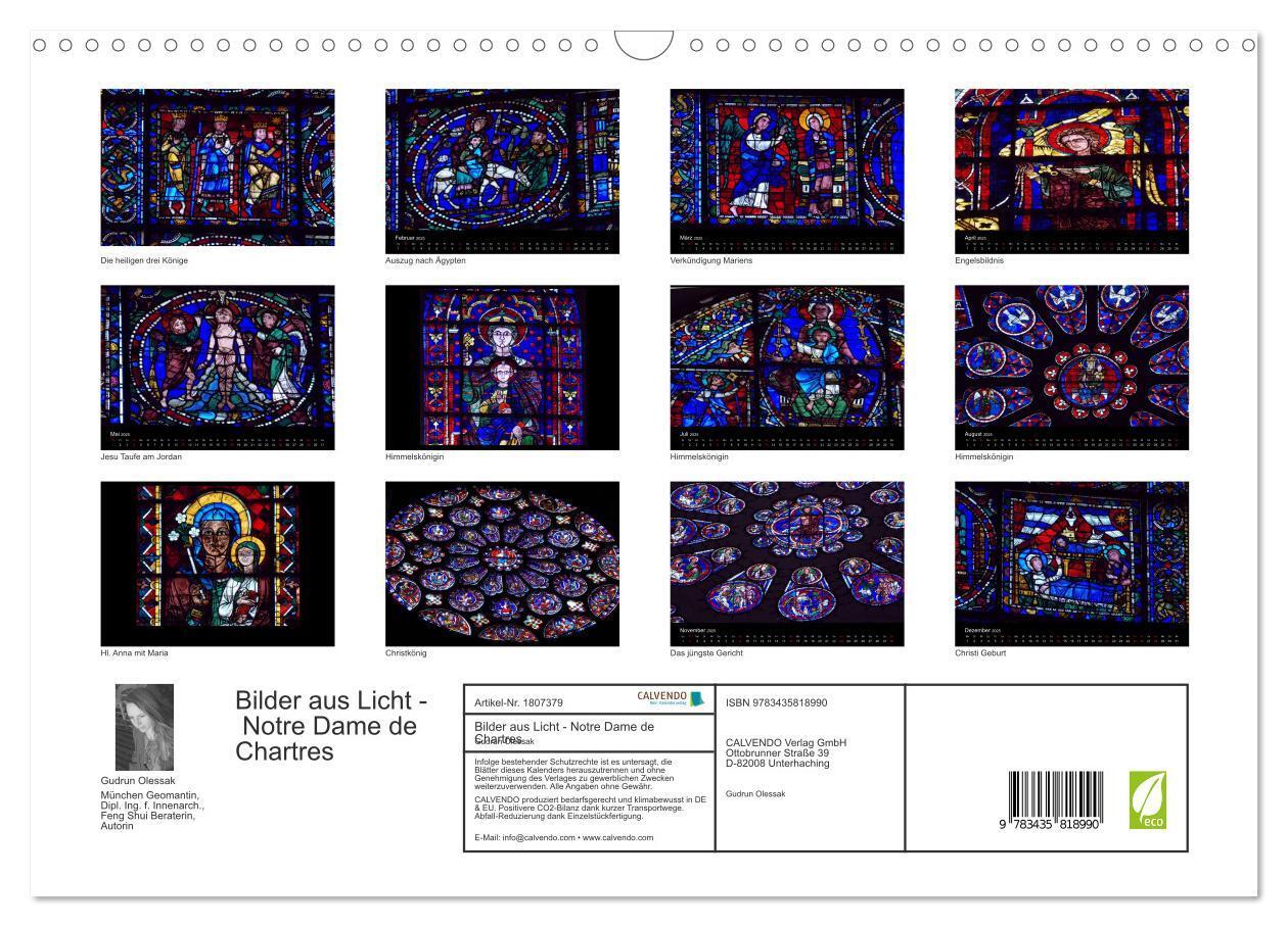 Bild: 9783435818990 | Bilder aus Licht - Notre Dame de Chartres (Wandkalender 2025 DIN A3...