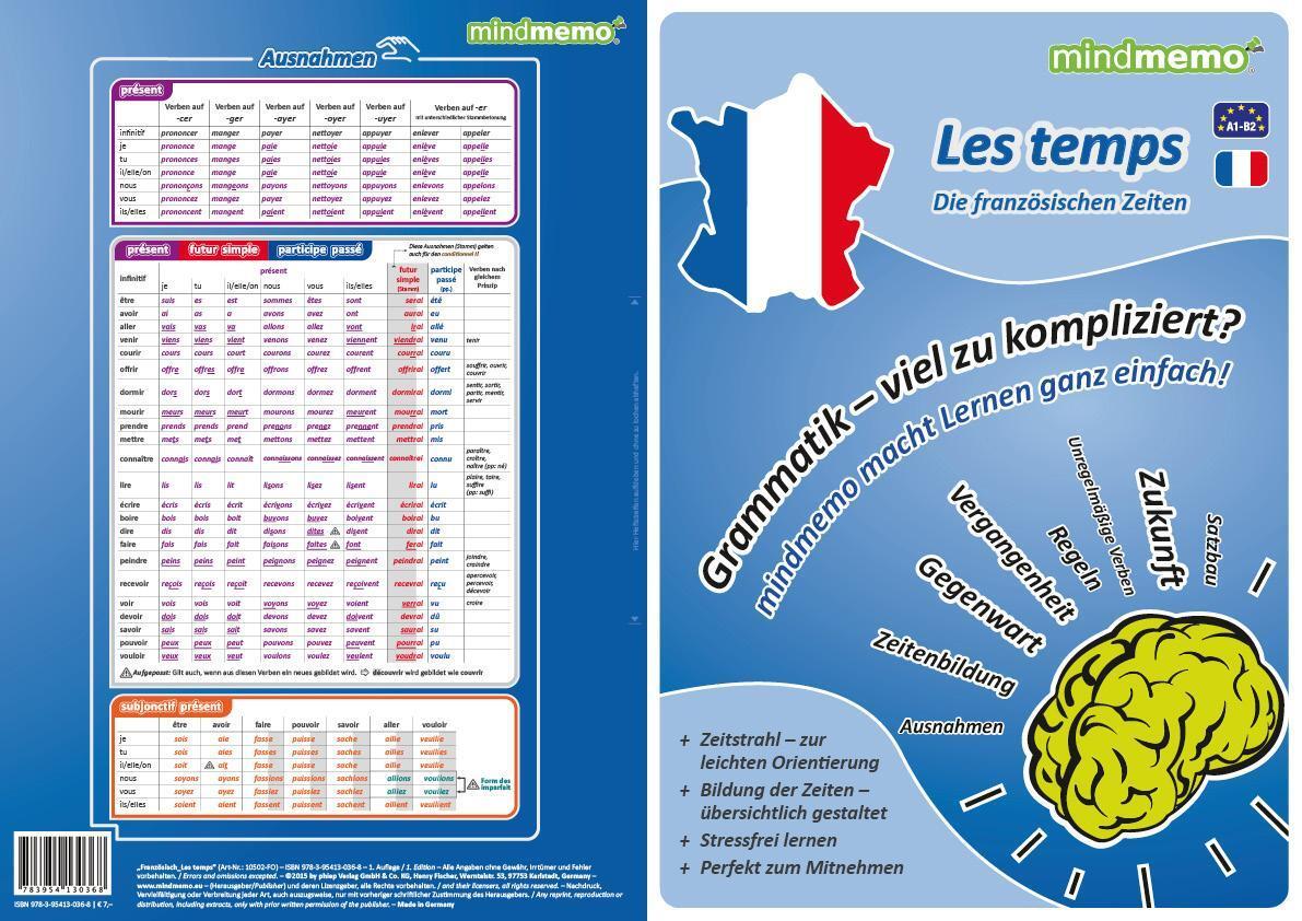 Rückseite: 9783954130368 | mindmemo Lernfolder - Les temps - Die französischen Zeiten -...