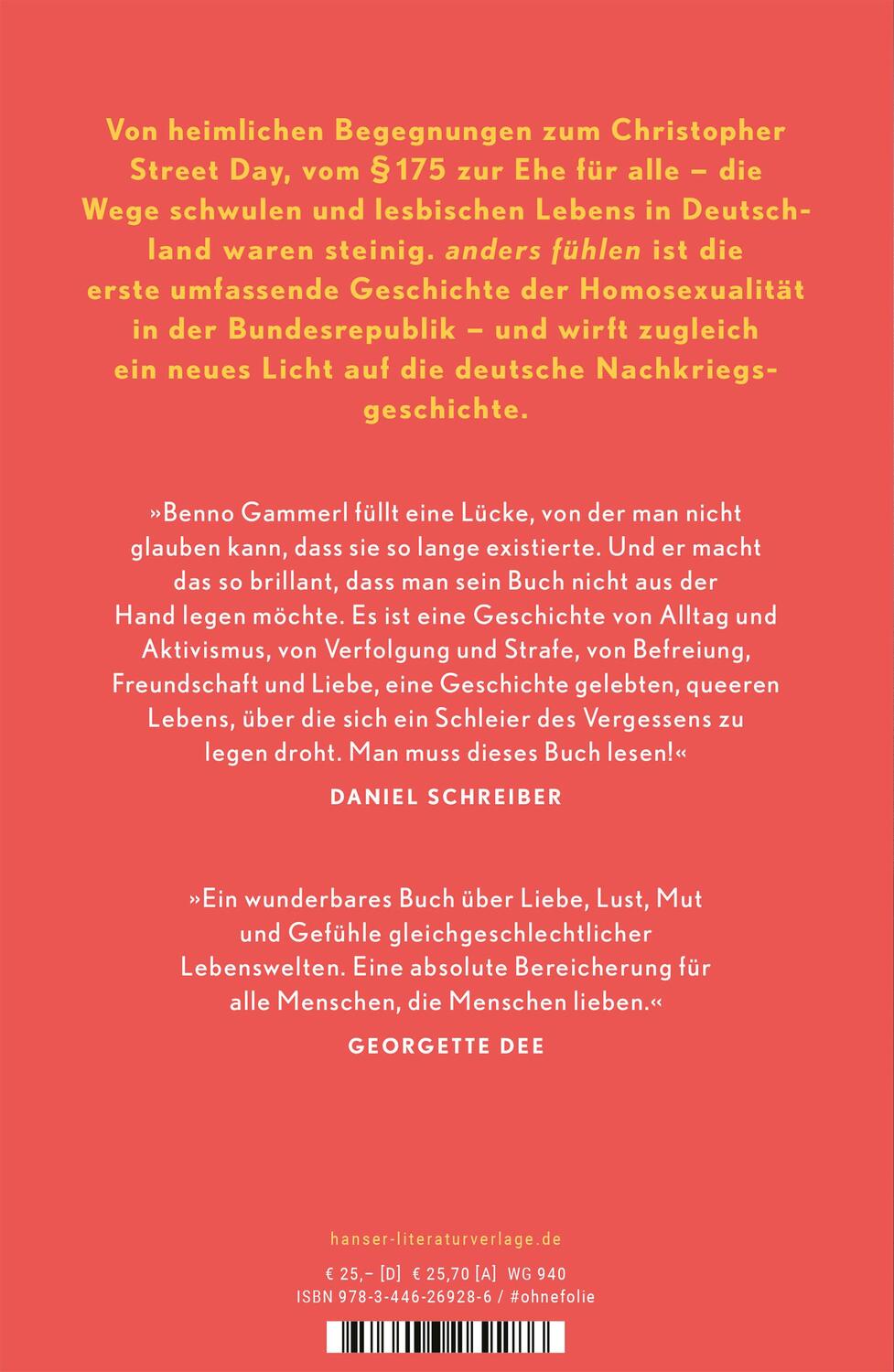 Bild: 9783446269286 | anders fühlen | Benno Gammerl | Buch | 416 S. | Deutsch | 2021