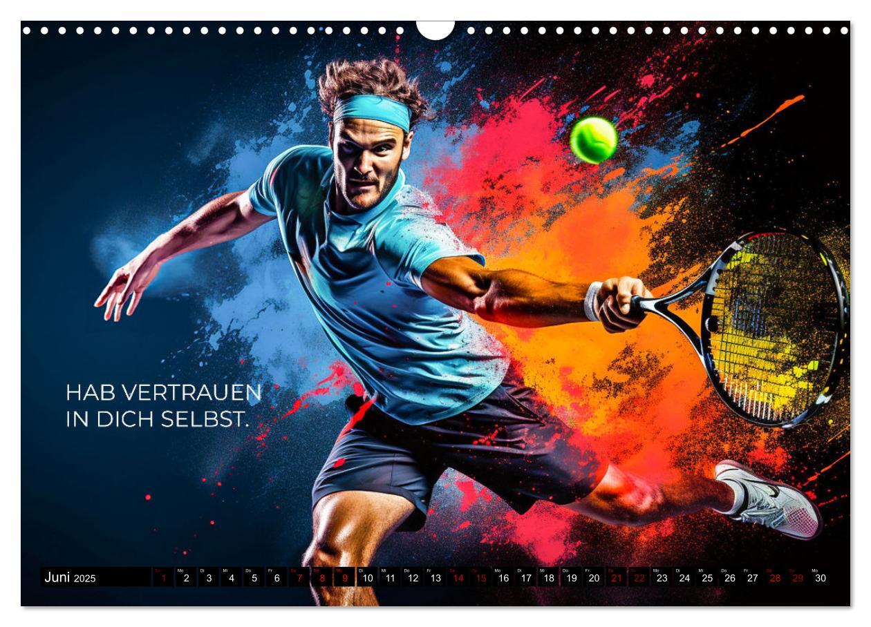 Bild: 9783383873096 | Tennis und Motivation (Wandkalender 2025 DIN A3 quer), CALVENDO...