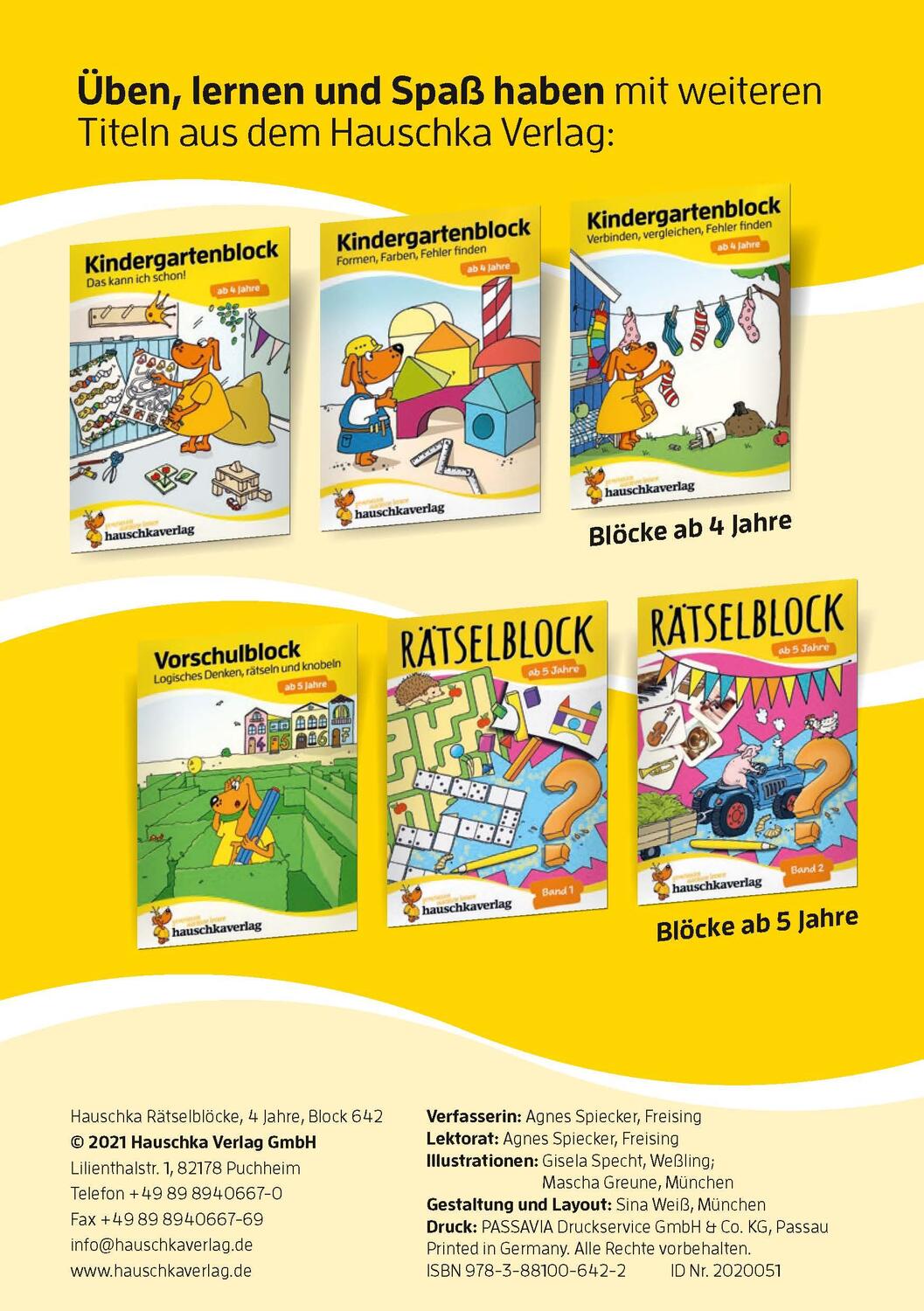 Bild: 9783881006422 | Rätselblock ab 4 Jahre | Agnes Spiecker | Taschenbuch | Deutsch | 2021