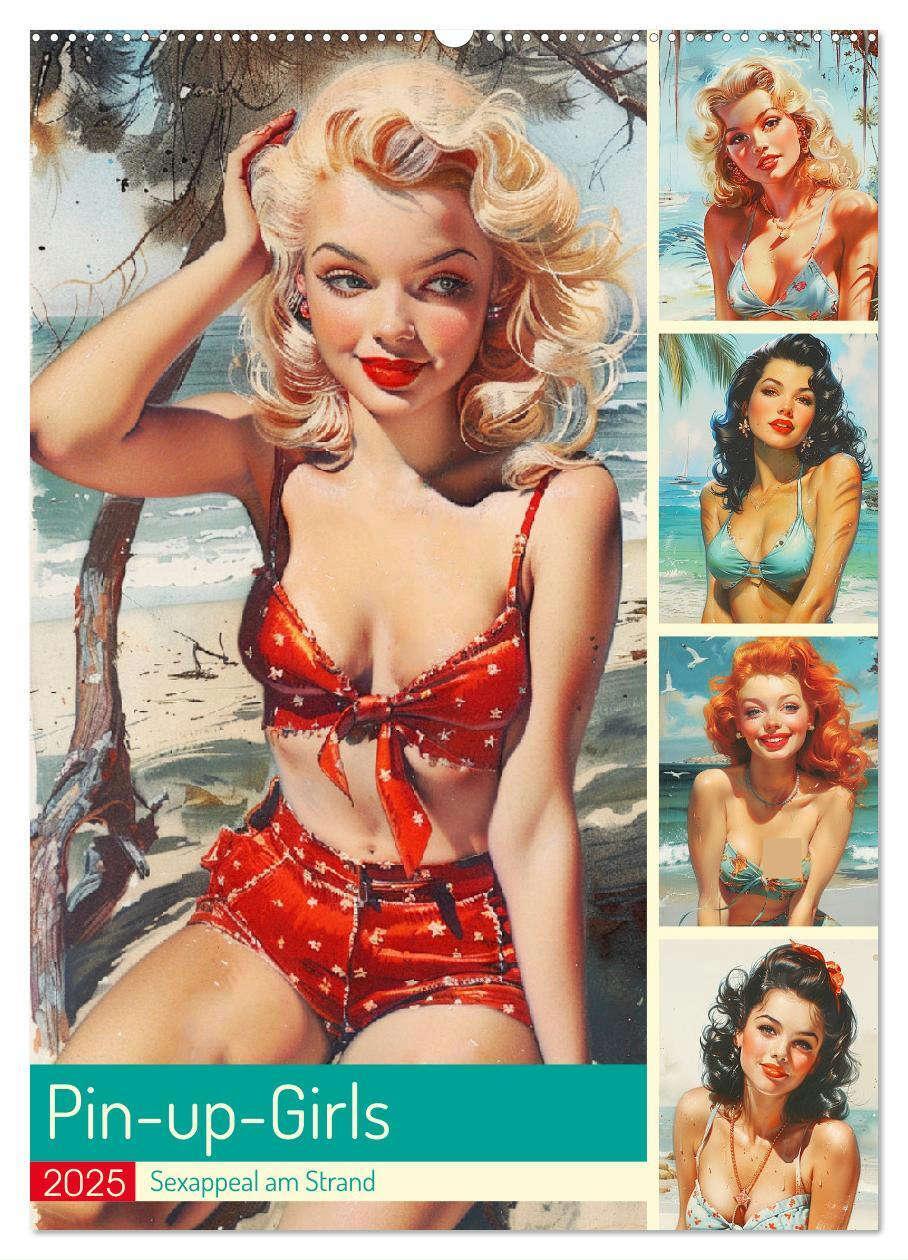 Cover: 9783457126813 | Pin-up-Girls. Sexappeal am Strand (Wandkalender 2025 DIN A2 hoch),...