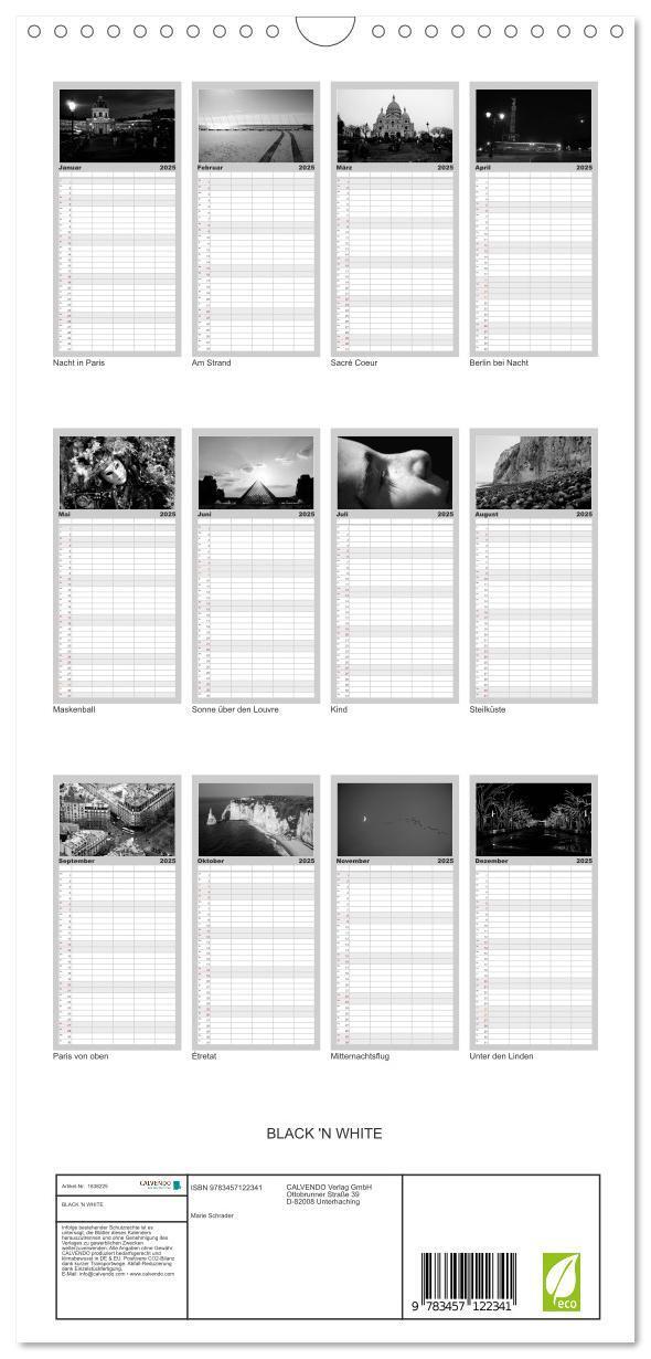 Bild: 9783457122341 | Familienplaner 2025 - BLACK 'N WHITE mit 5 Spalten (Wandkalender,...