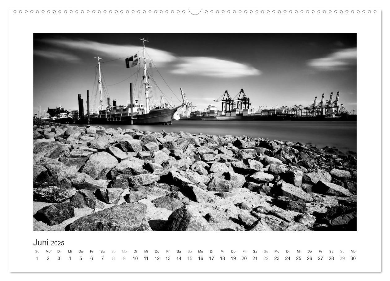 Bild: 9783435653164 | Hamburg in schwarz-weiss (Wandkalender 2025 DIN A2 quer), CALVENDO...