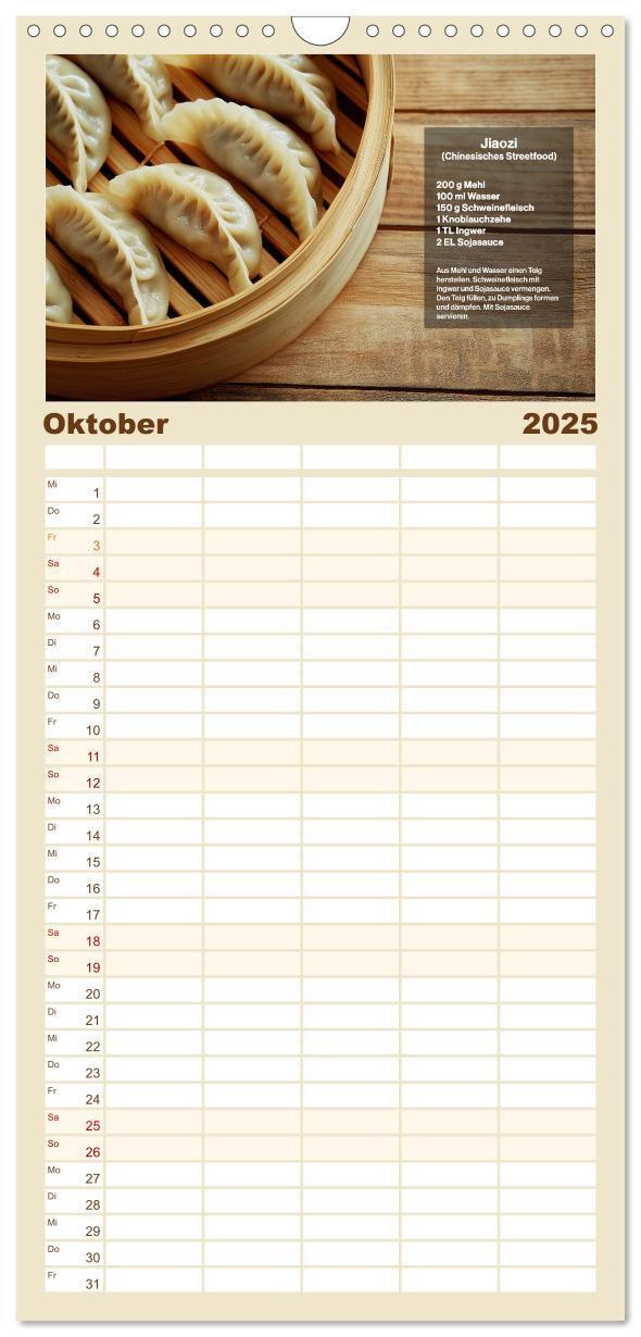 Bild: 9783457221778 | Familienplaner 2025 - Streetfood Kalender - Einfache Rezepte aus...