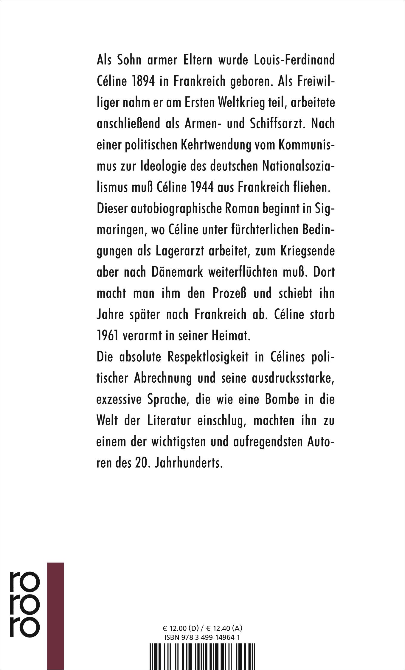 Rückseite: 9783499149641 | Von einem Schloss zum andern | Louis-Ferdinand Céline | Taschenbuch