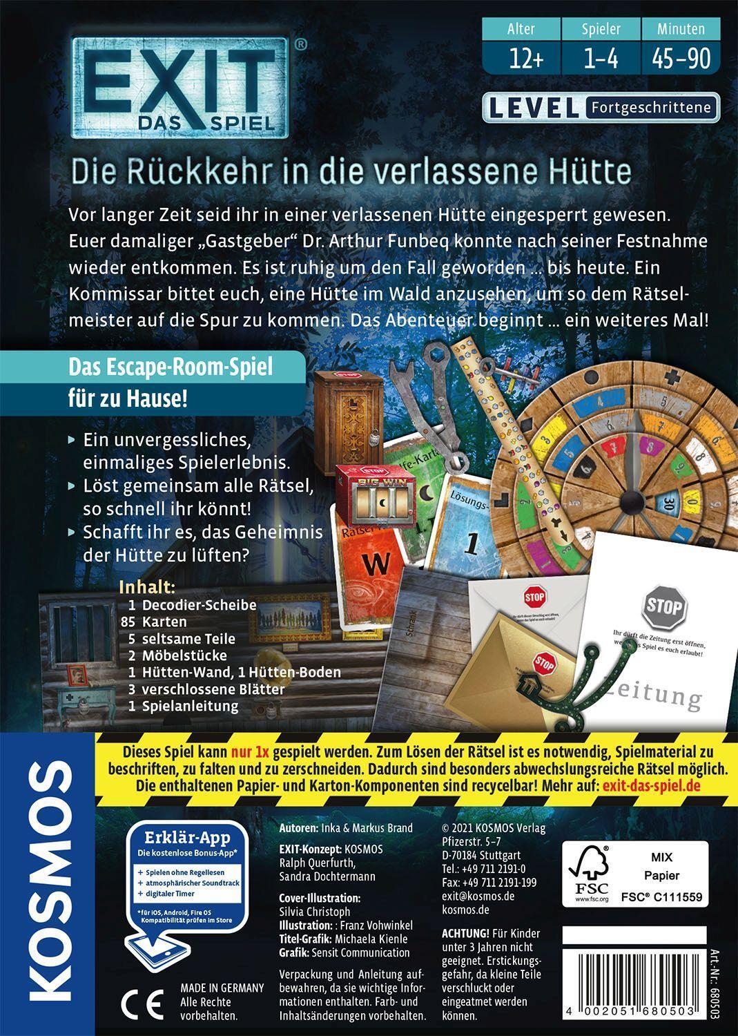 Bild: 4002051680503 | EXIT® - Das Spiel: Die Rückkehr in die verlassene Hütte | Spiel | 2021