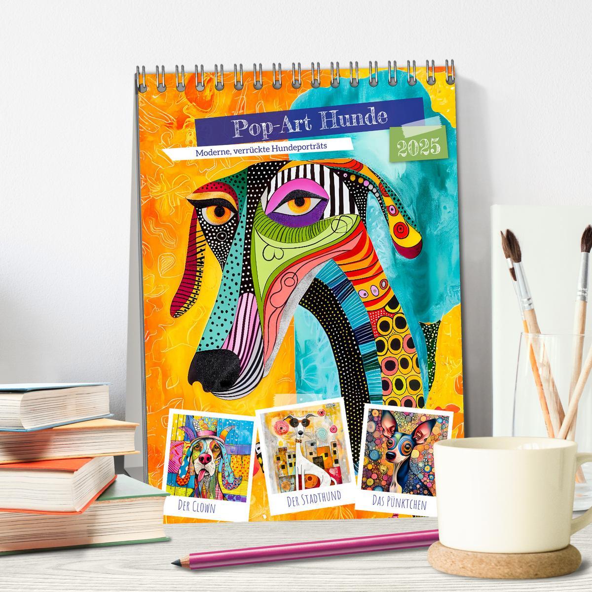 Bild: 9783457233979 | Pop-Art Hunde - Moderne, verrückte Hundeporträts (Tischkalender...